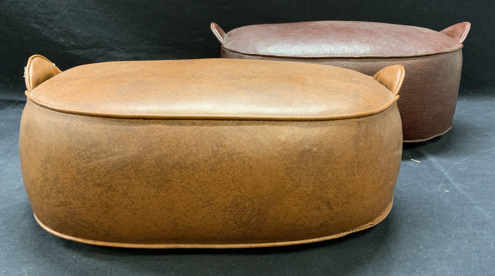 Lot 2 Vintage Upholstered Leather Footstools (1 of 10)