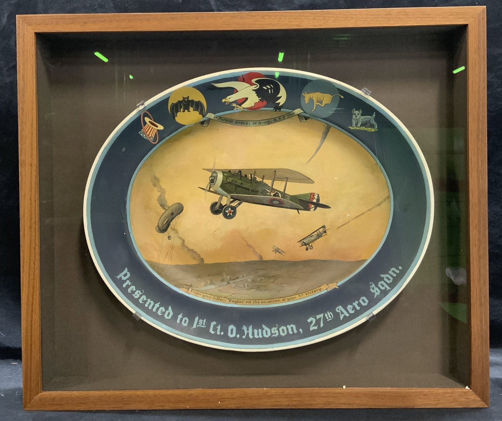 Vintage World War I Hand Painted Framed Plate (1 of 6)