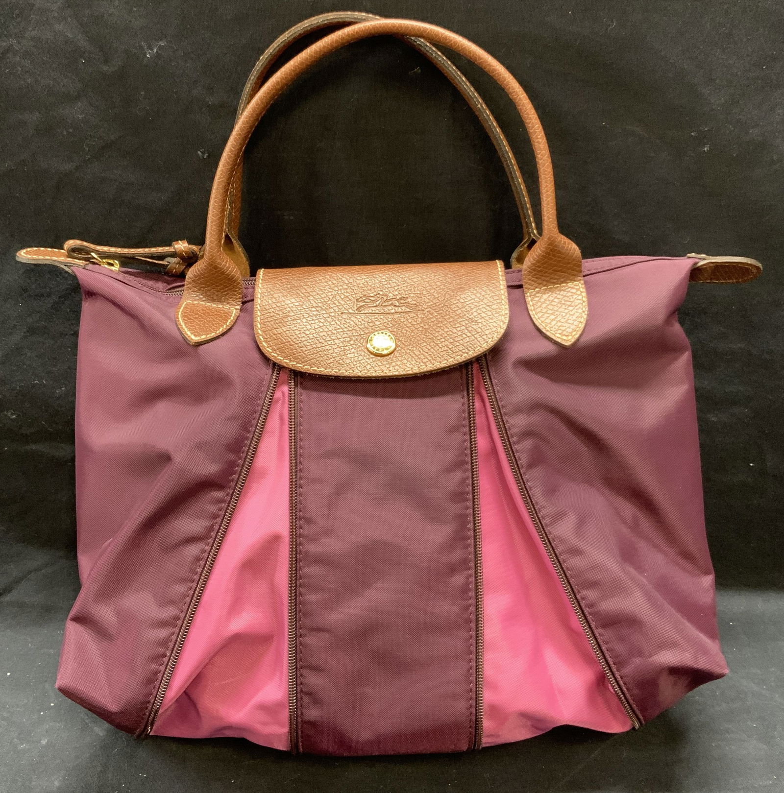 LONGCHAMP Purple Leather Trim Handbag NWOT (1 of 8)