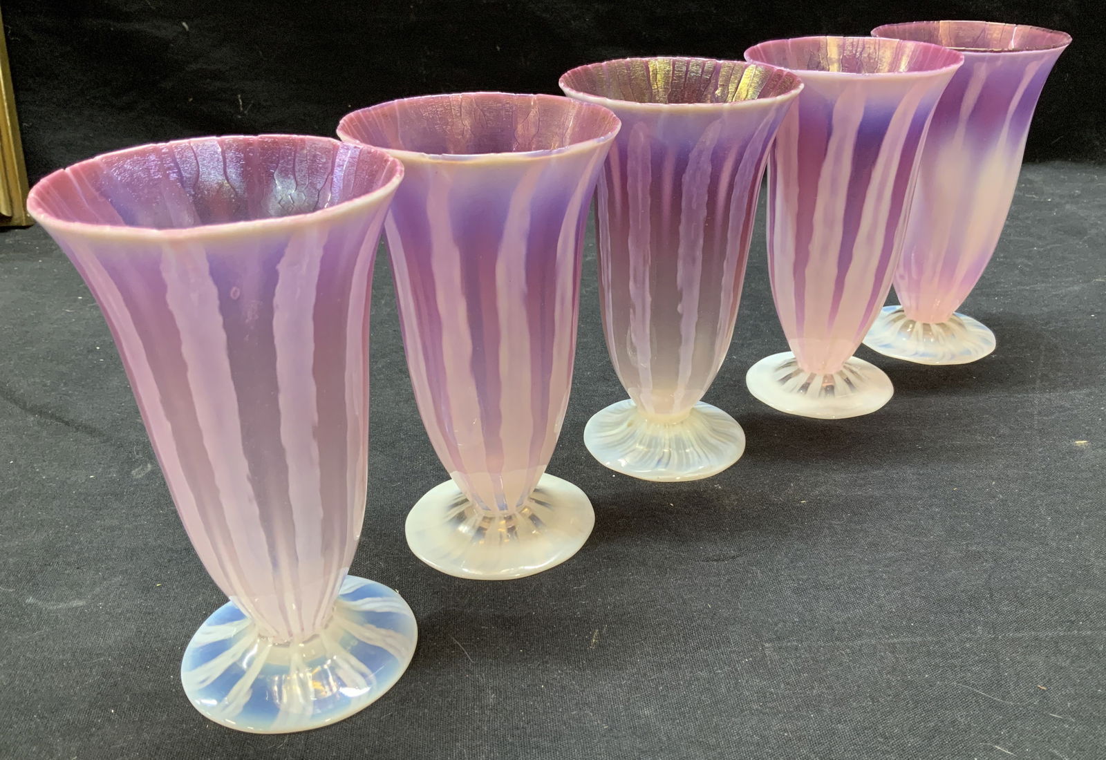 Set 5 Hand Blown Iridescent Crystal Glasses (1 of 8)