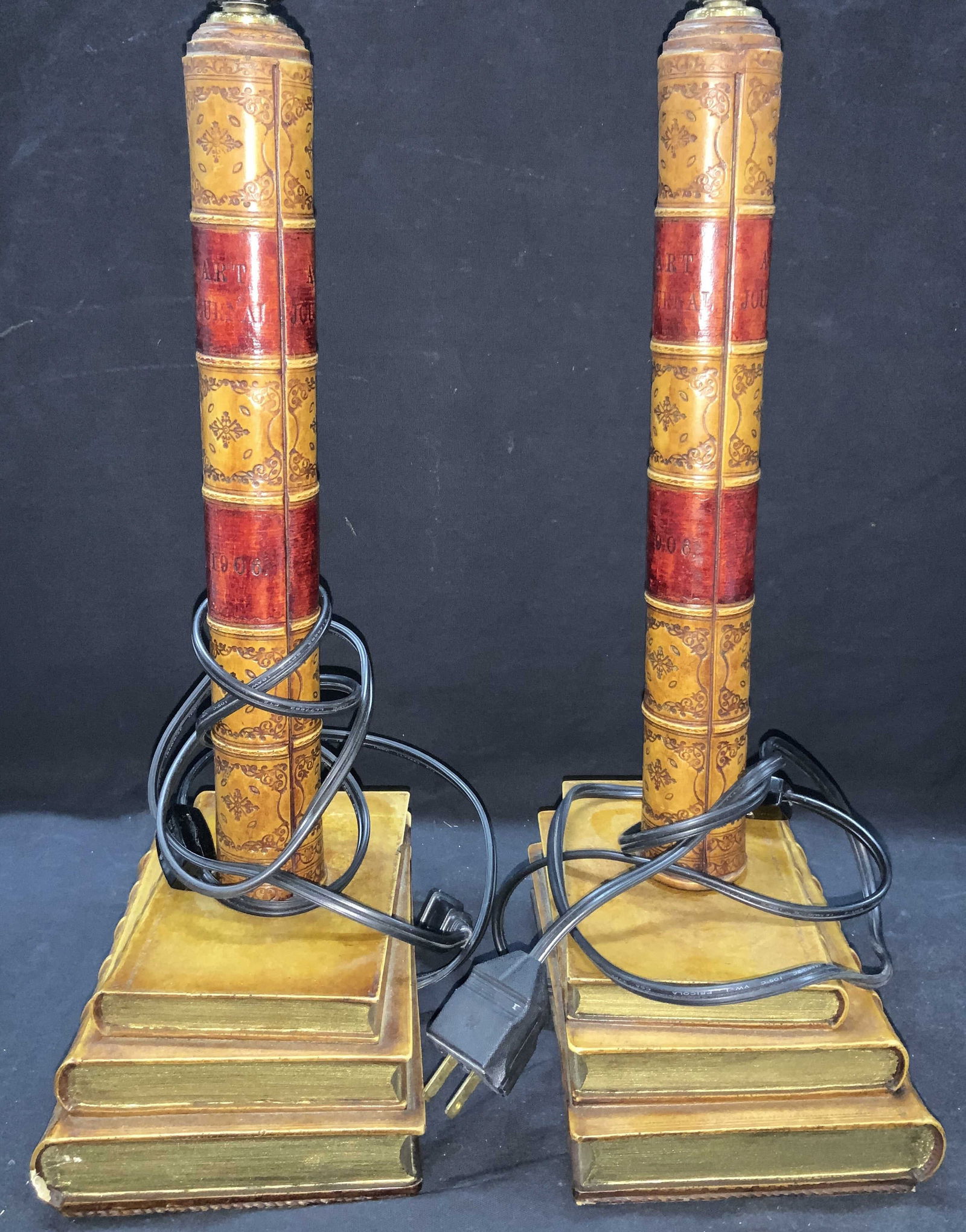 Pair Ceramic Book Stack Table Lamps (1 of 9)