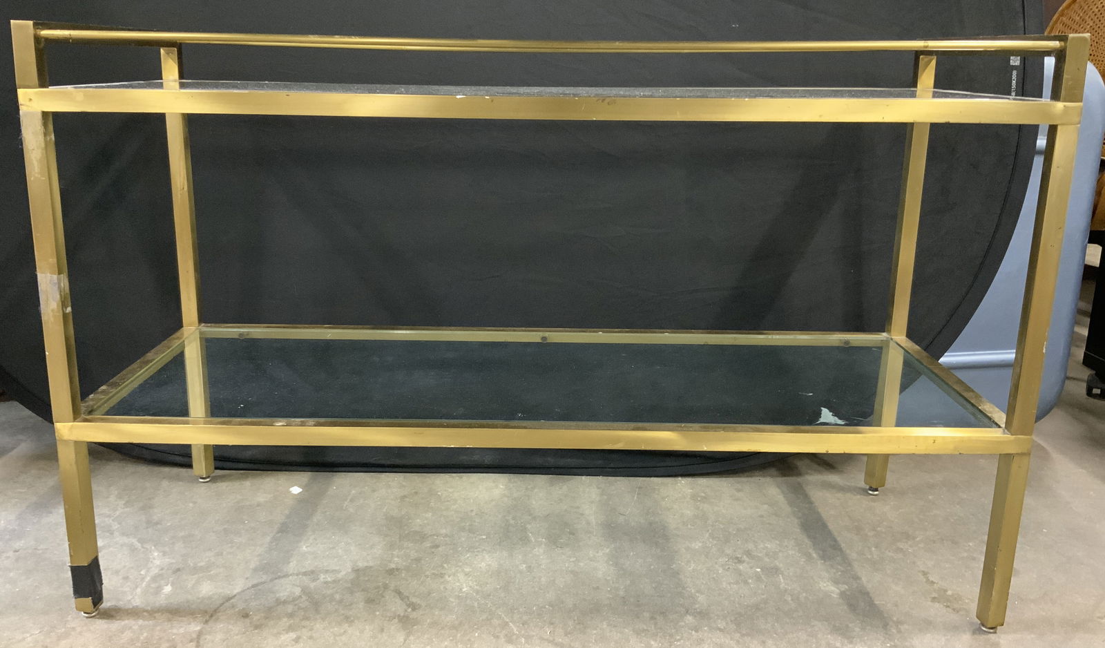 Brass 2 Tier Console Table W Glass Inserts (1 of 8)