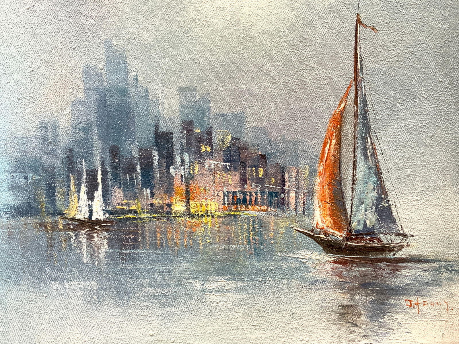 Signed Impressionist Maritime Acrylic Painting (1 of 9)