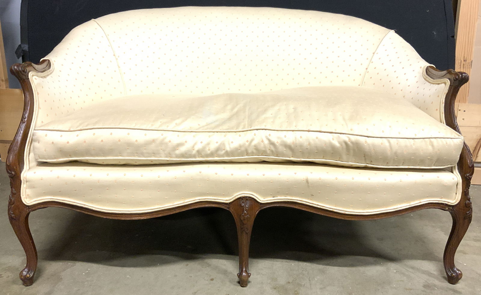Vintage French Upholstered Settee Loveseat (1 of 7)