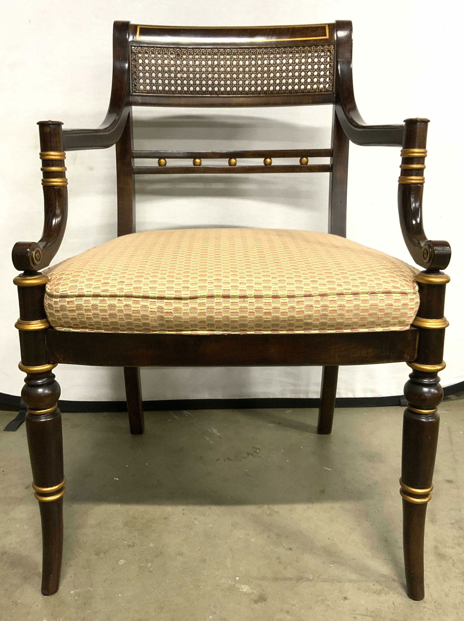 Vntg Regency Style Caned Wooden Armchair (1 of 8)