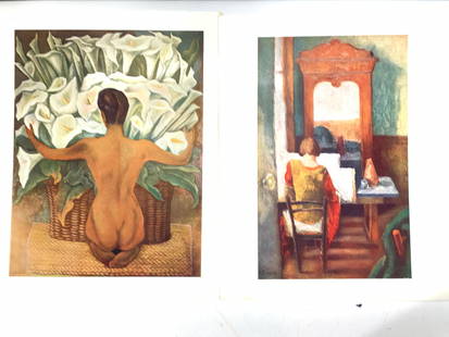 10 Lithographs, 50 Yrs of Diego Rivera: 50 Years of Diego Rivera, 10 glossy lithographs of his works ca. 1900-1950 ( Approx 14 x 11 in.) . Text by Enrique Gual. These are authentic reproductions and all are marked on the backside in Spanish