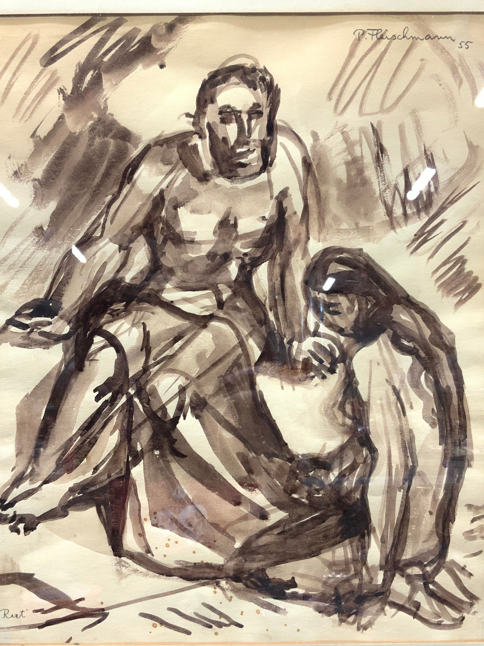 Pavel Fleischmann Signed Figural Ink Sketch (1 of 11)