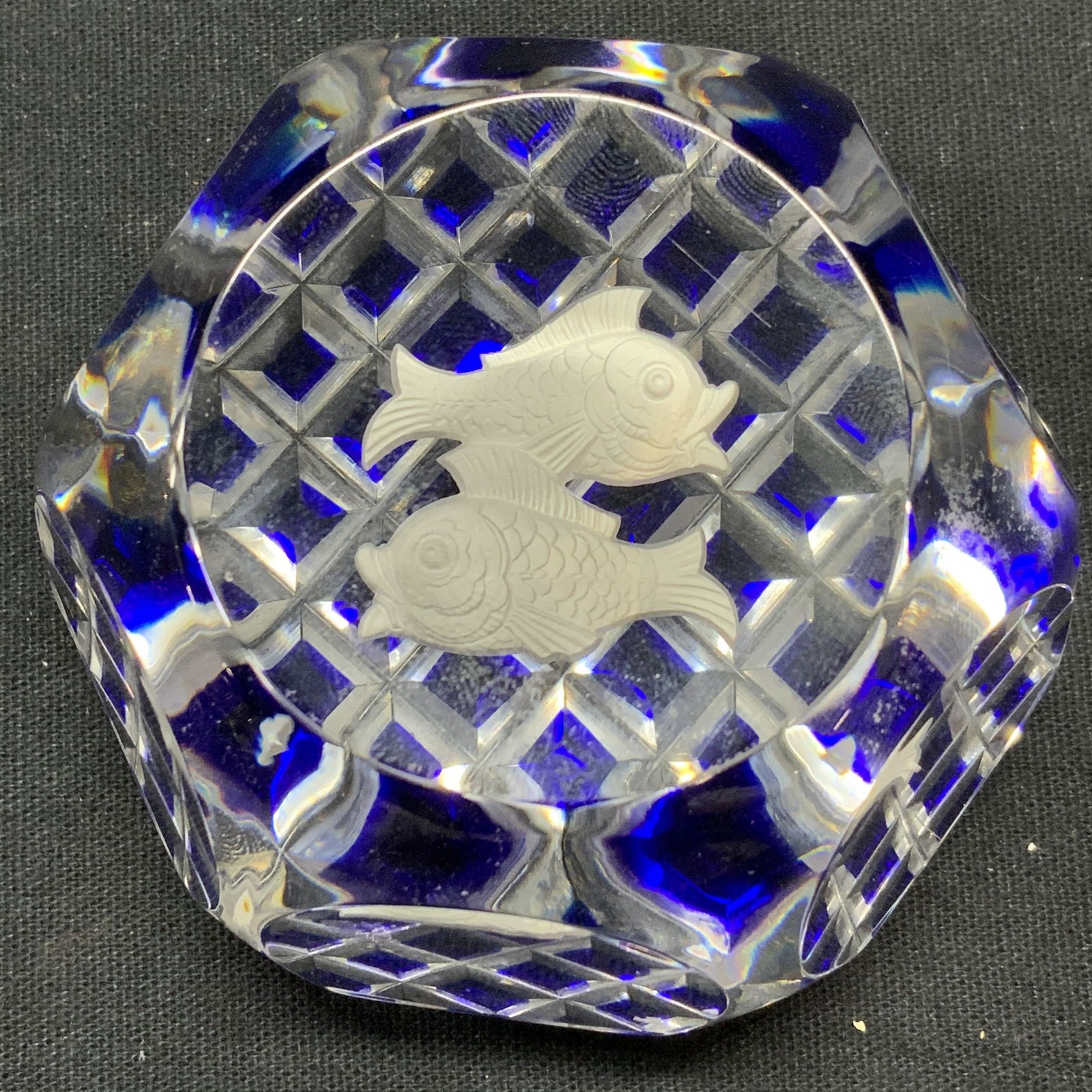 Baccarat Cobalt Sulphide Crystal Fish Paperweight (1 of 7)
