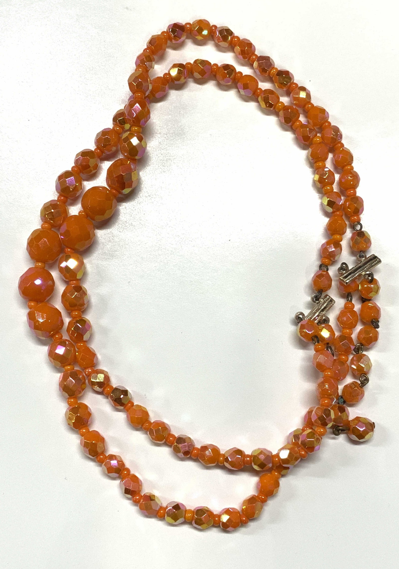 Orange Faceted Iridescent Crystal Beaded Necklace (1 of 6)