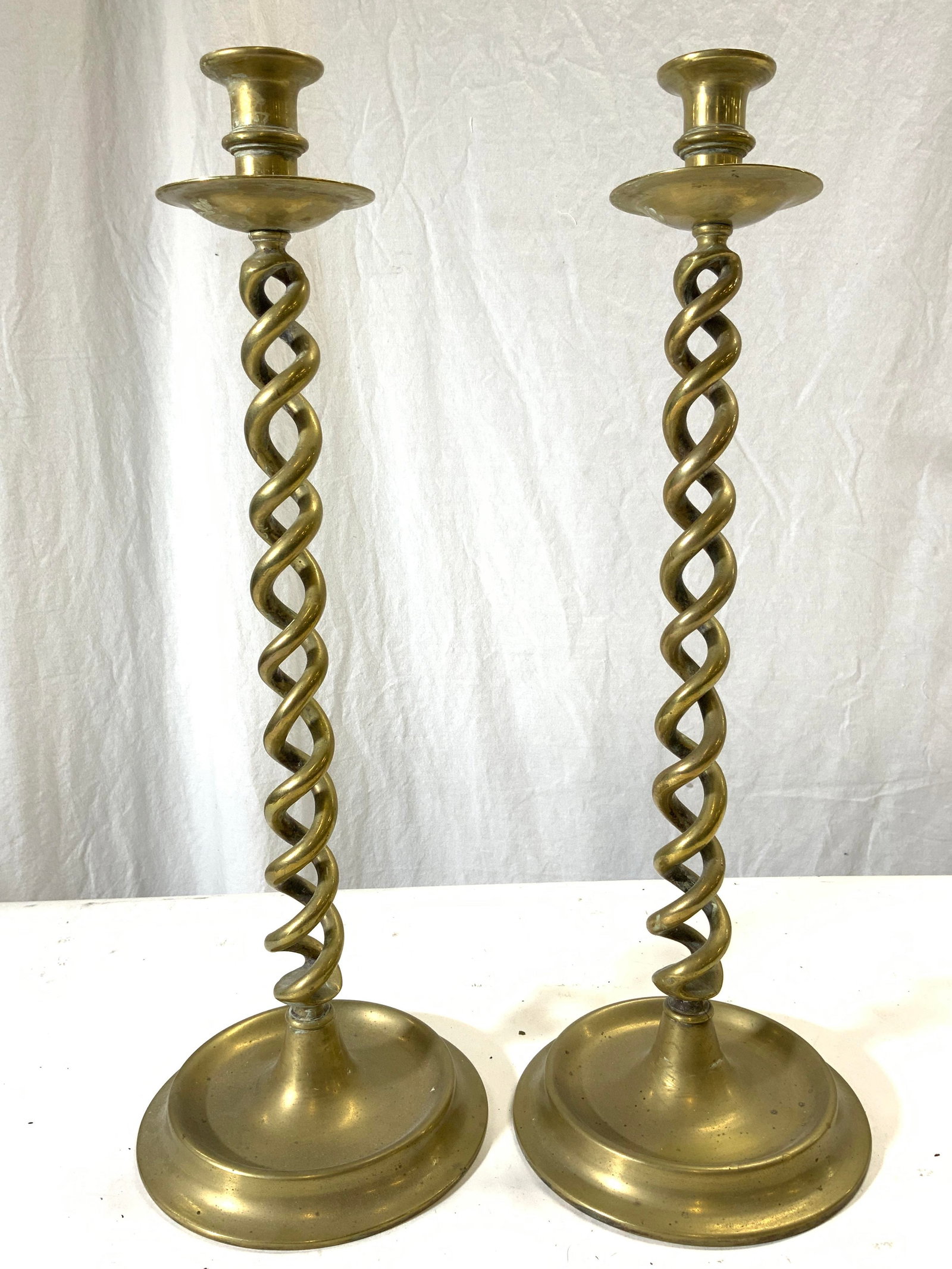 Vintage Pair Brass Barley Twist Candlesticks (1 of 7)