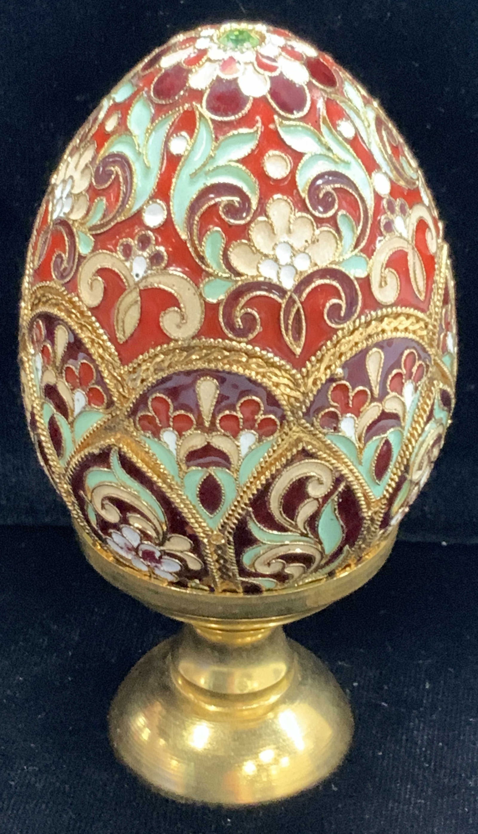 Enamel Cloisonne Gold Tone Egg with Stand (1 of 7)