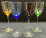 Set 4 Colored Crystal Wine Glasses
