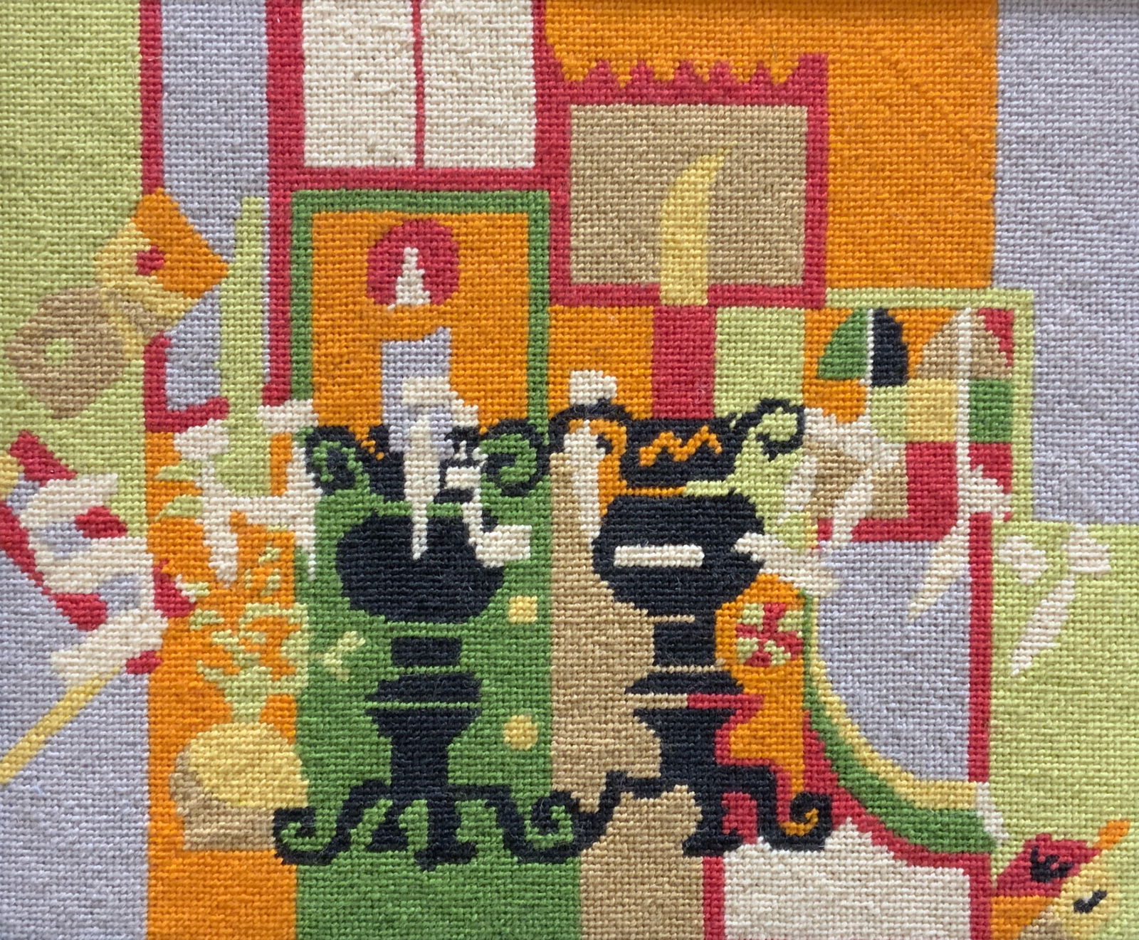 Framed Needlepoint Interior Scene Textile Art (1 of 7)