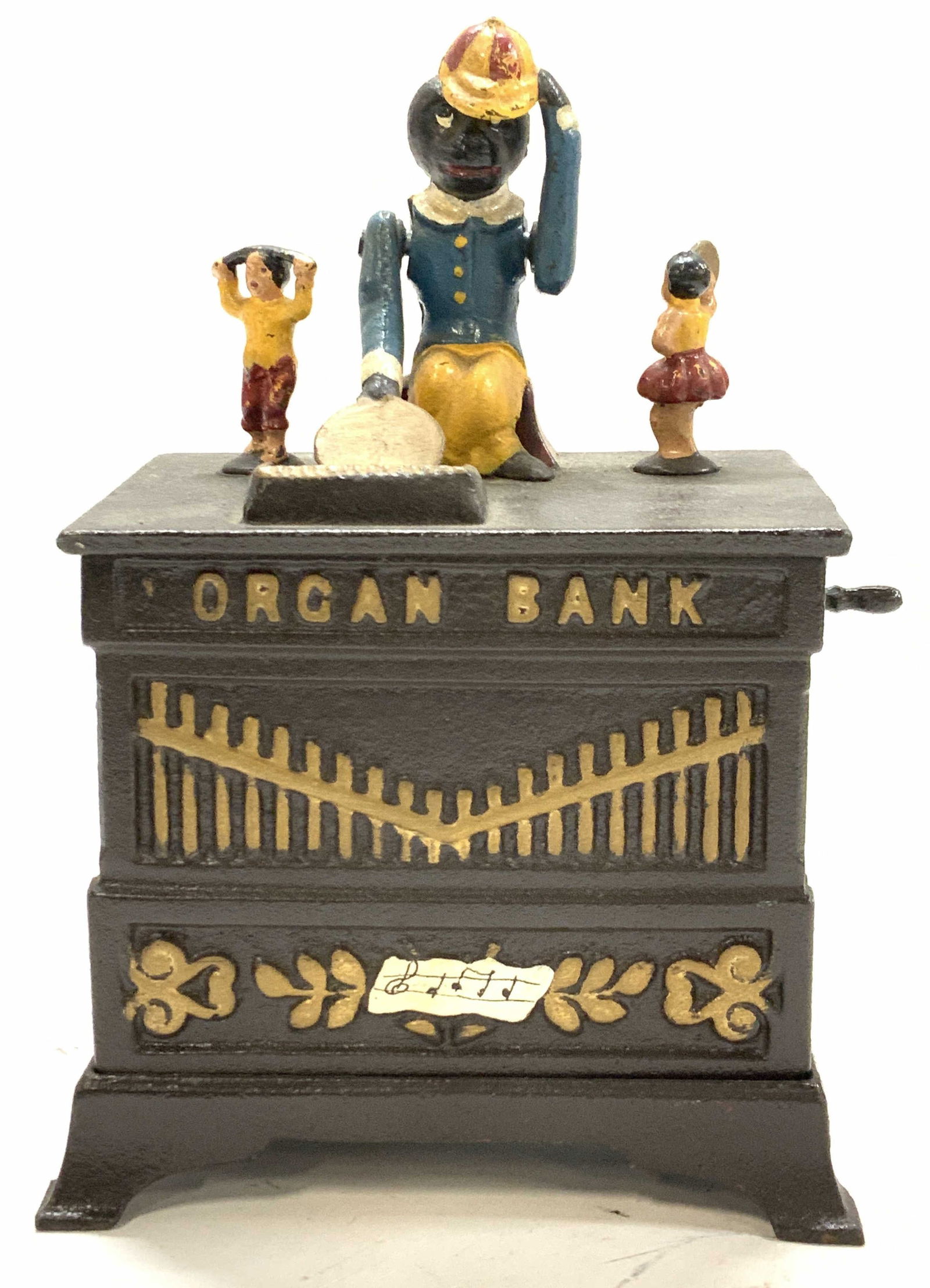 Antique Mechanical Cast Iron Organ Bank w Monkey (1 of 10)