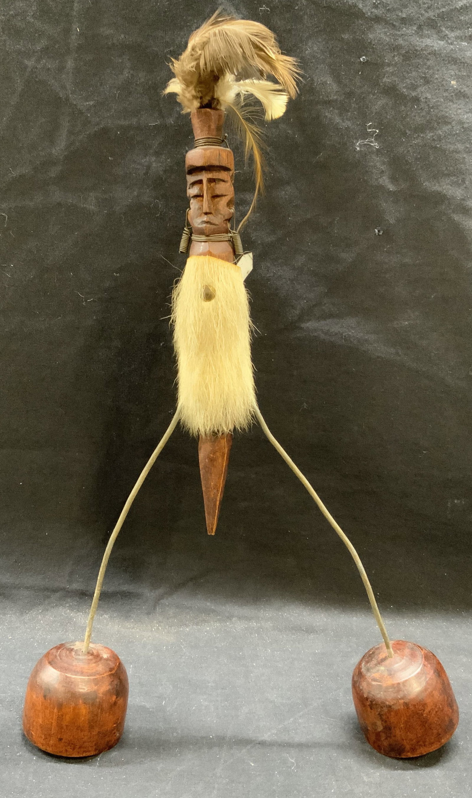 Tribal Figural Wood, Wire, Fur Table Accessory (1 of 6)