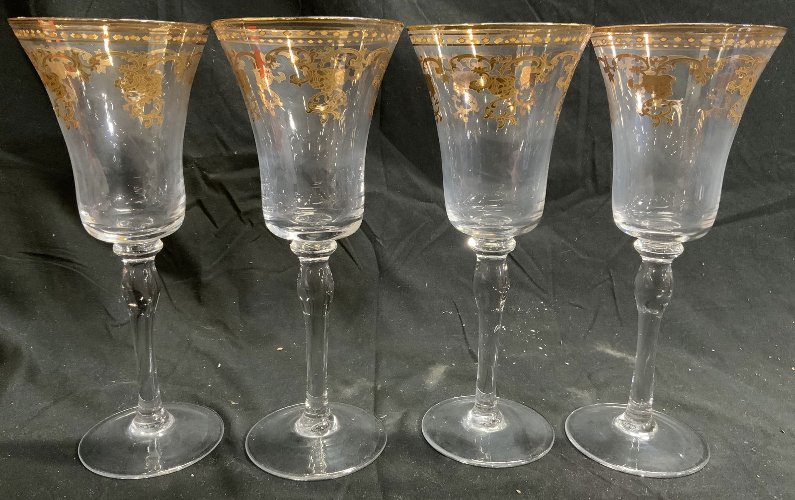 Set 4 Gold Gilt Rose Detail Stemware Vessels (1 of 6)
