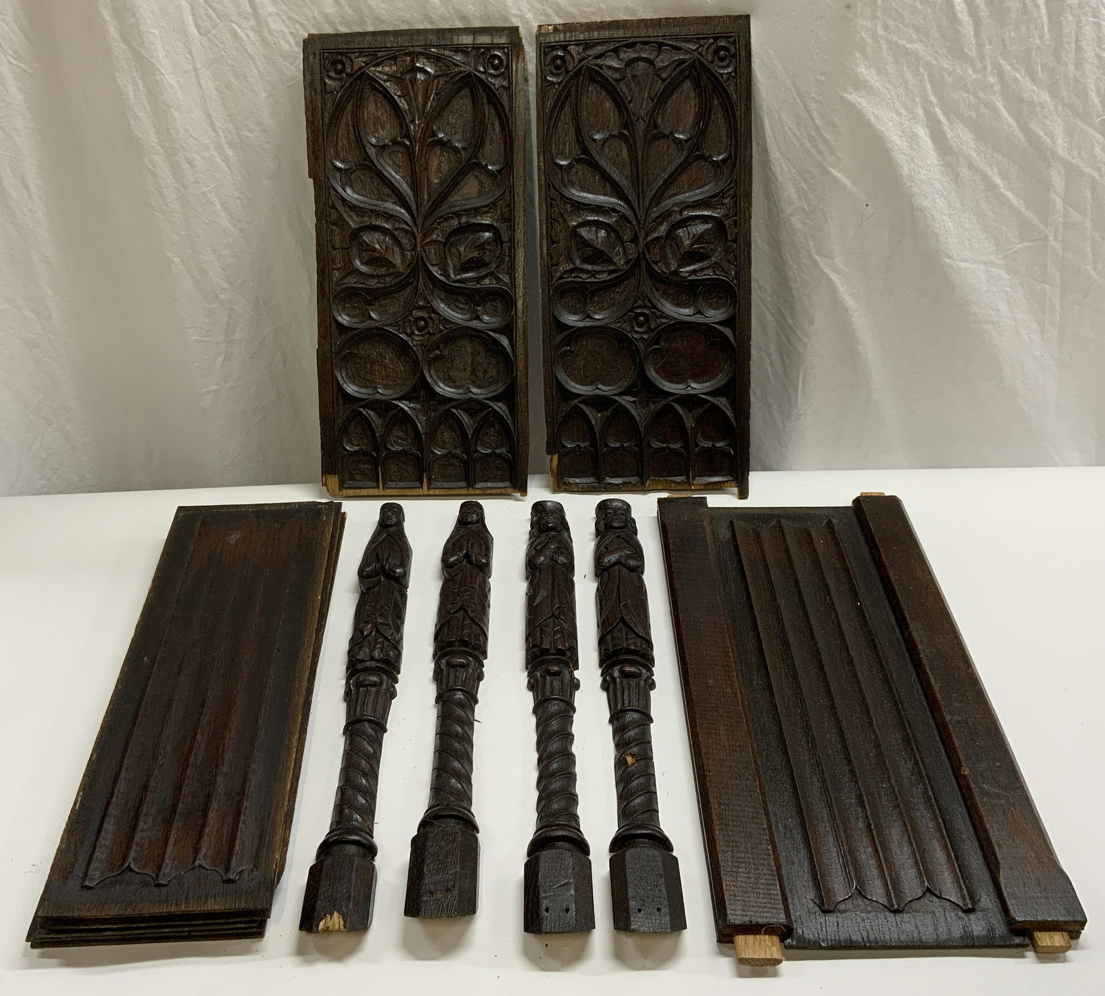 Lot 12 Antique Carved Wood Panels & Figurals (1 of 10)