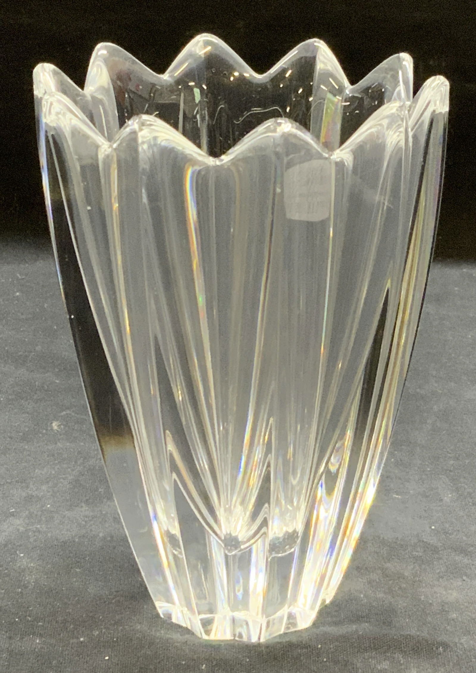 ORREFORS Ribbed Crystal Vase, Sweden (1 of 7)