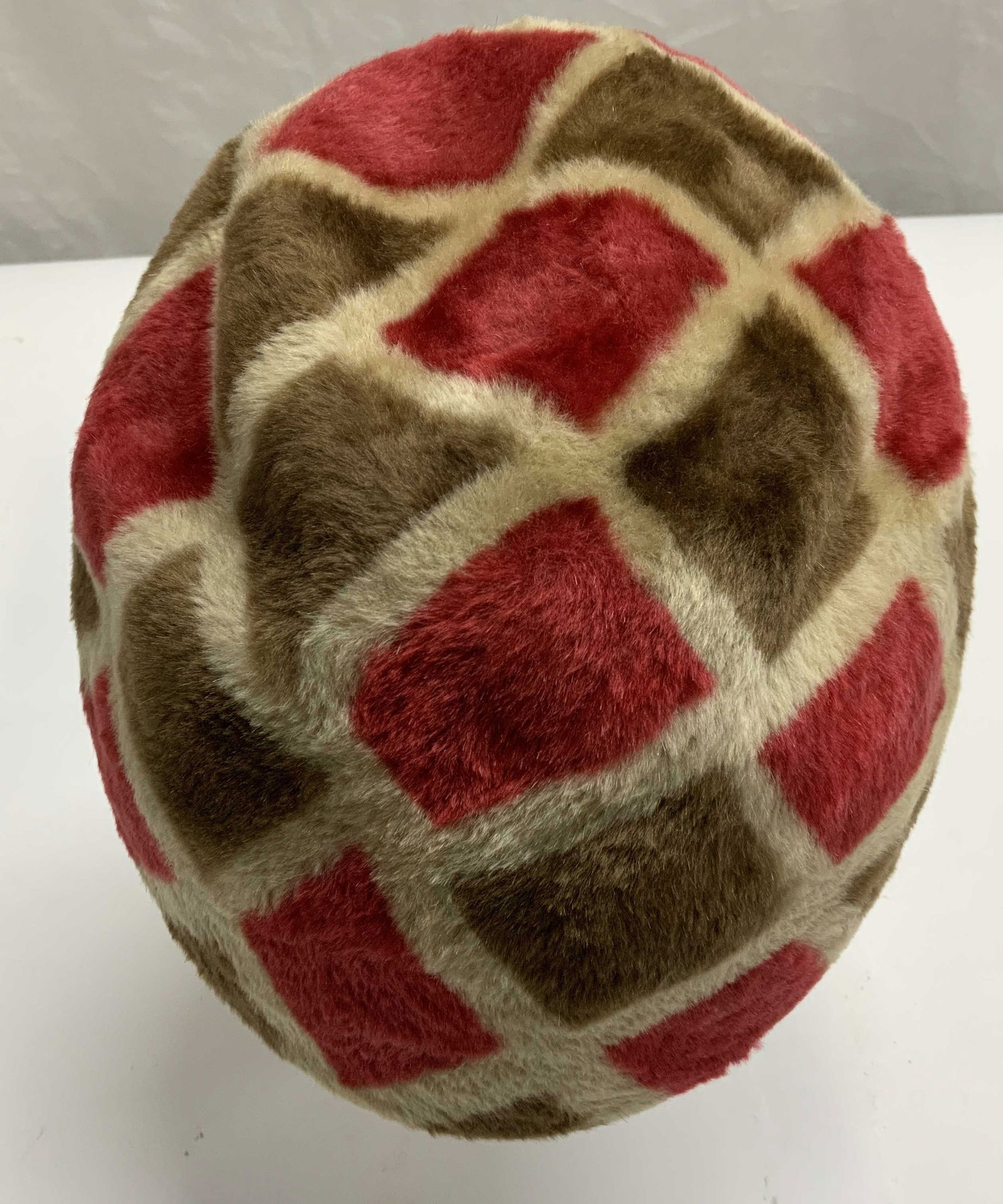 Vintage Bonwit Teller Tan/Red Faux Fur Hat, Italy (1 of 6)
