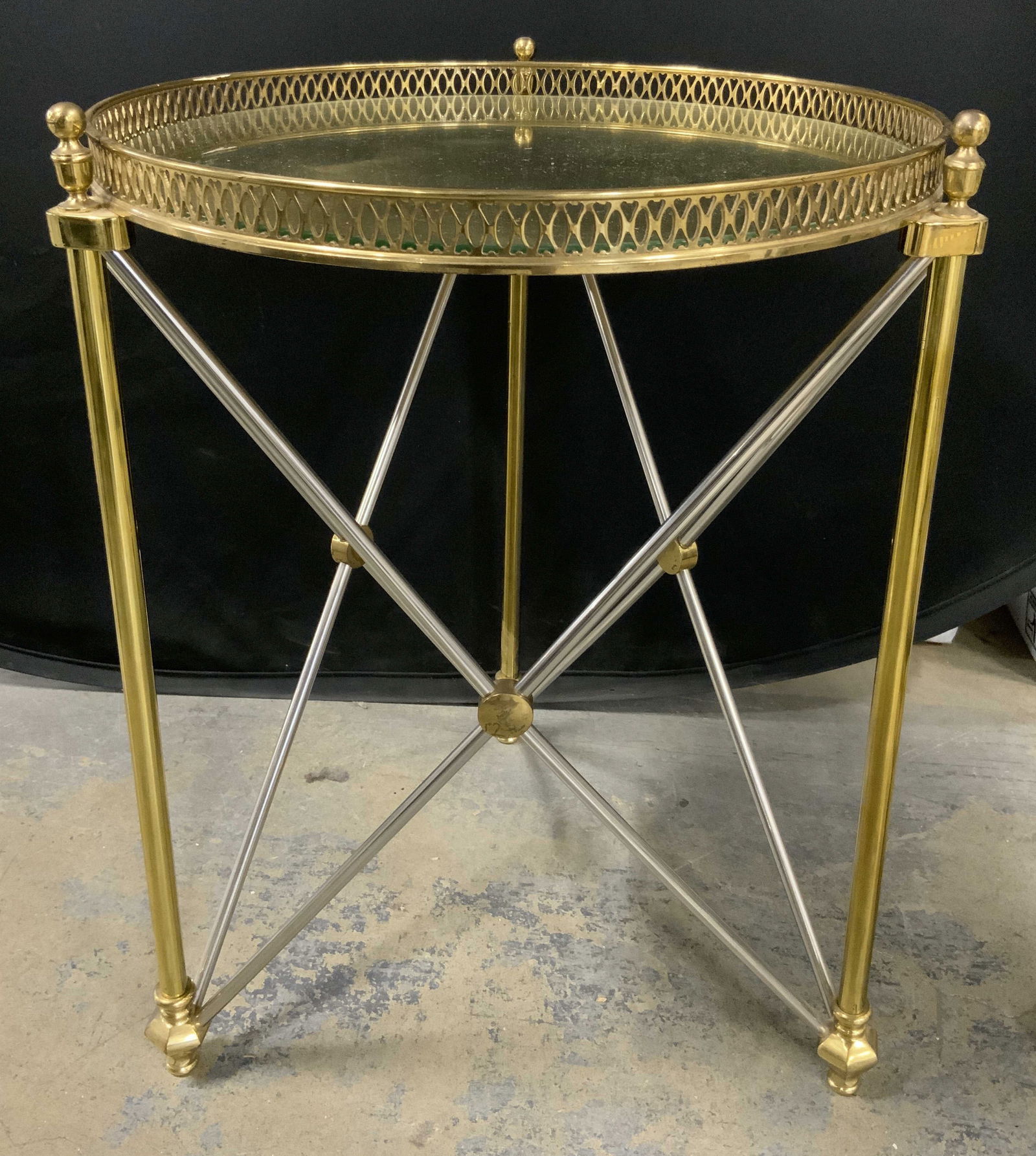 Polished Steel & Brass Neoclassical Martini Table (1 of 8)