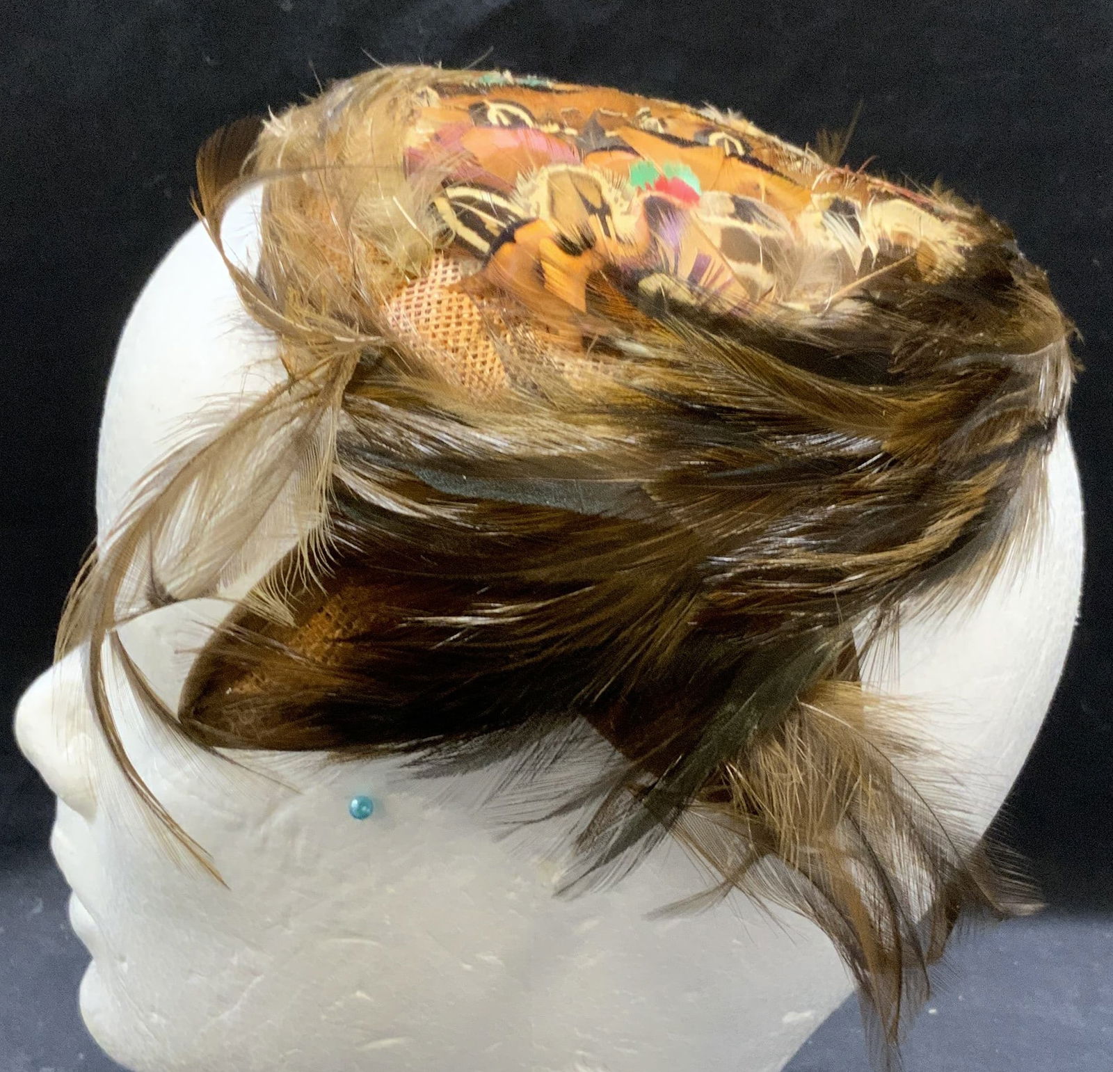 Vintage Brown Feather Fascinator, Germany (1 of 7)