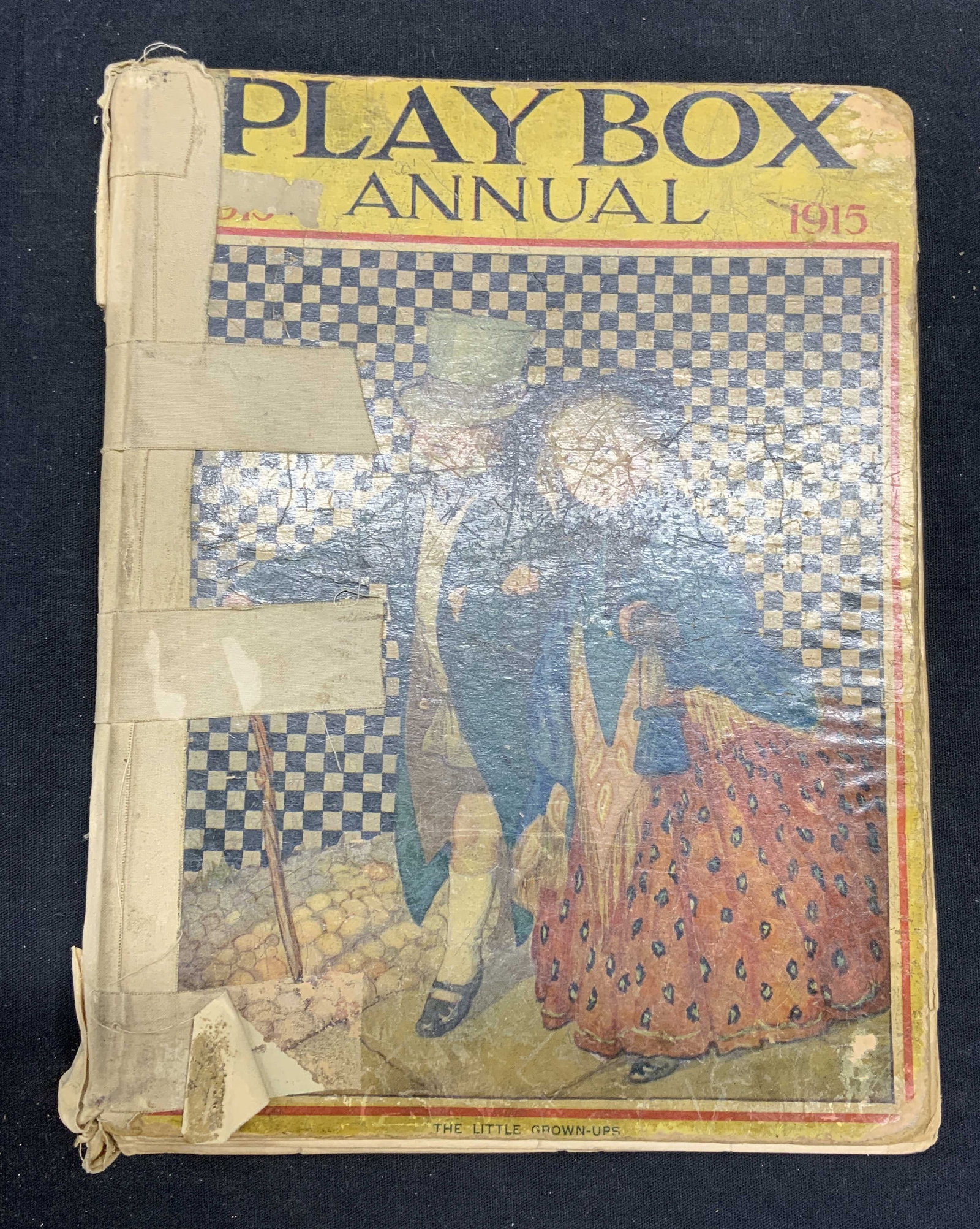 Antique Playbox Annual 1915 Childrens Book: Antique copy of Playbox Annual. Published 1915. Evident wear to cover, pages, and spine. Writing to interior cover and pages. Measures approx. 9.75 x 7.25. Play box annual, play book, childrens book, 