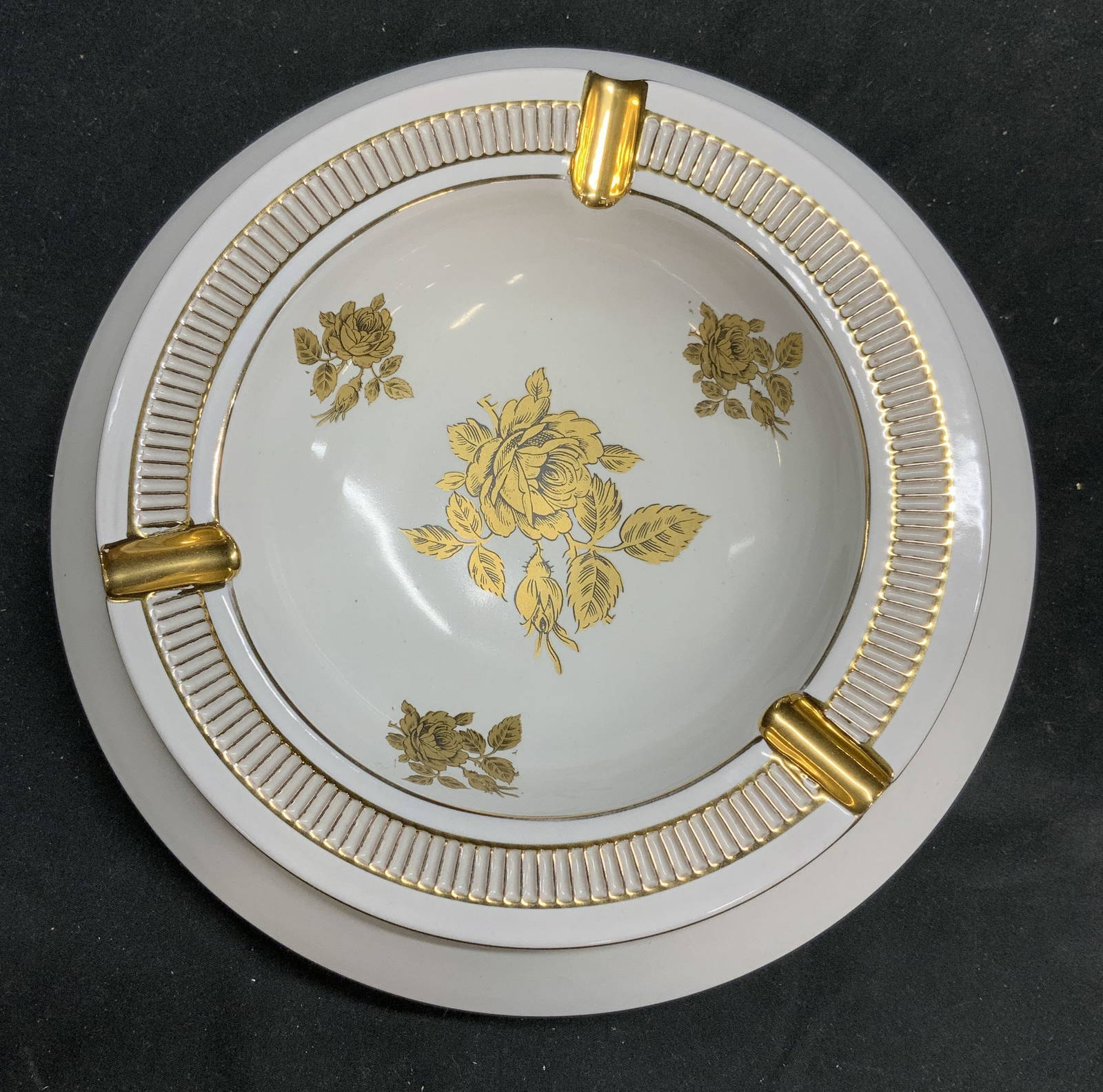 Jhb Gilt Porcelain Rose Ashtray Auction