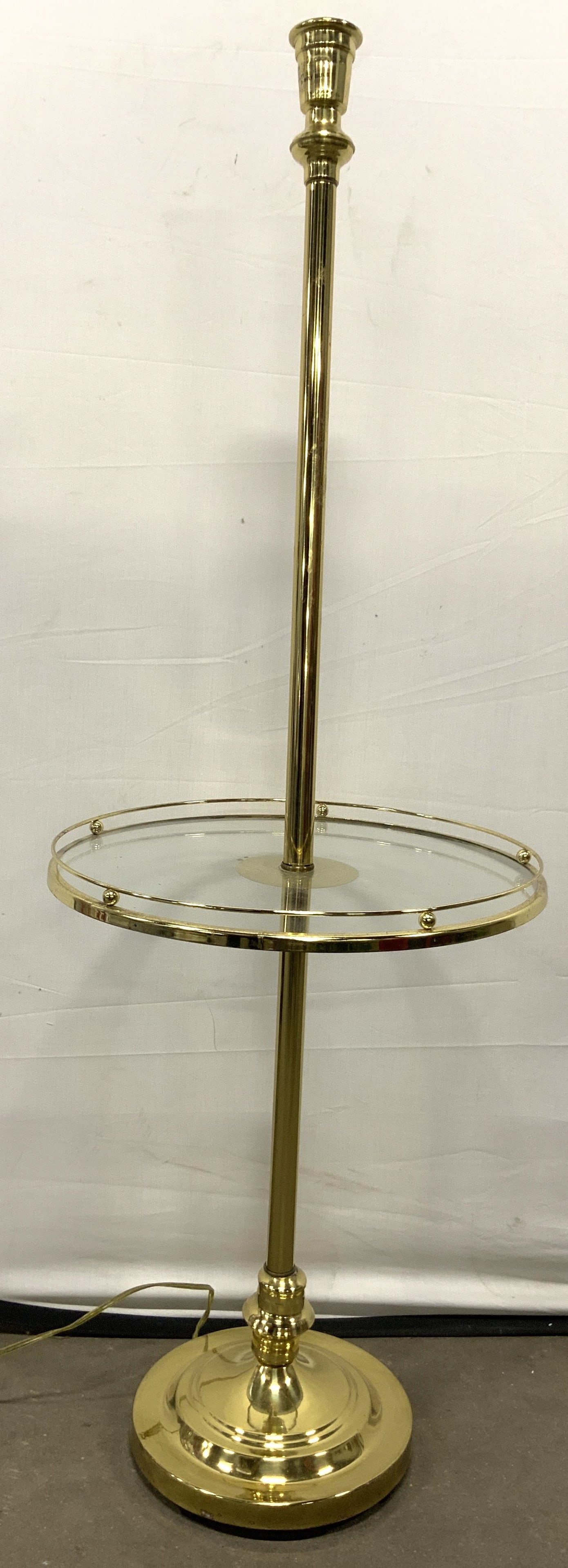 Gold Toned Brass Metal Floor Lamp Table (1 of 6)