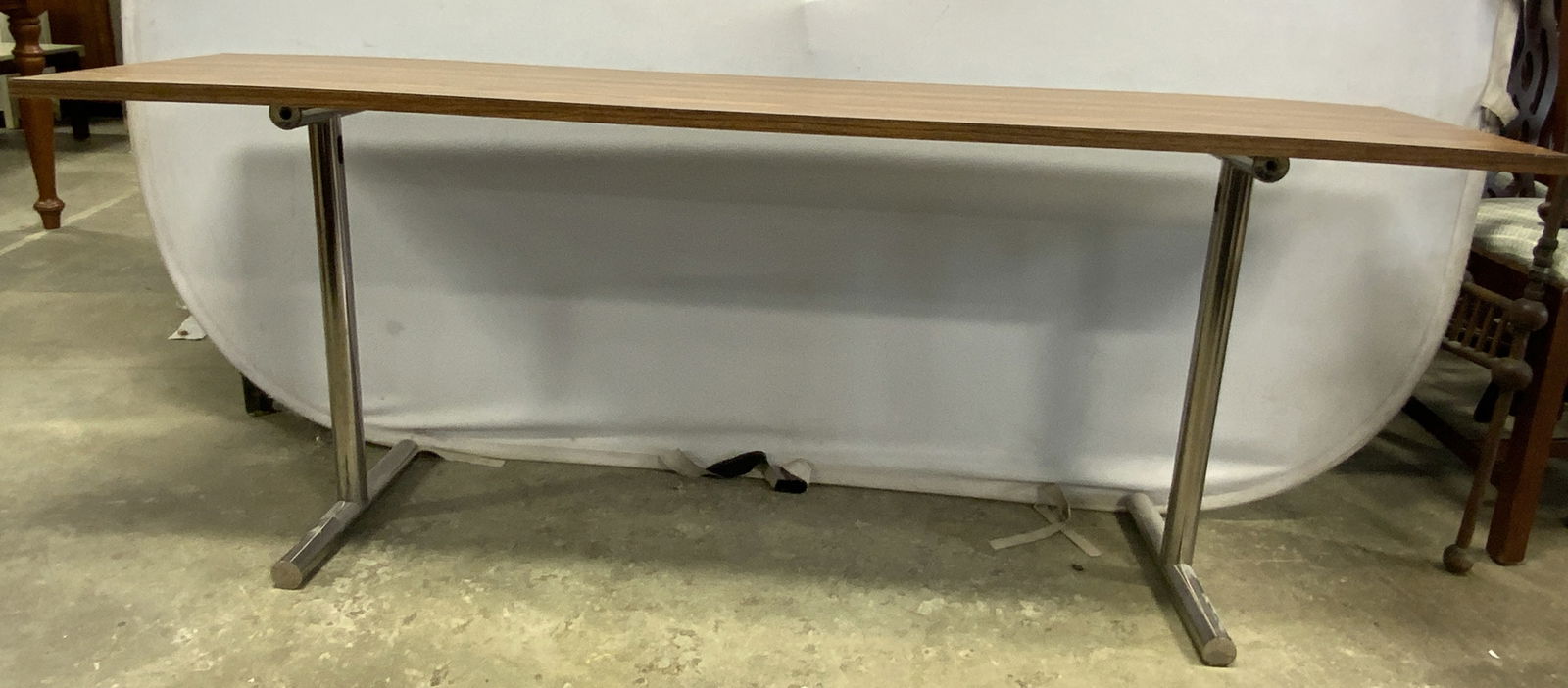 Vintage Console Table W T Base Chrome Legs (1 of 6)