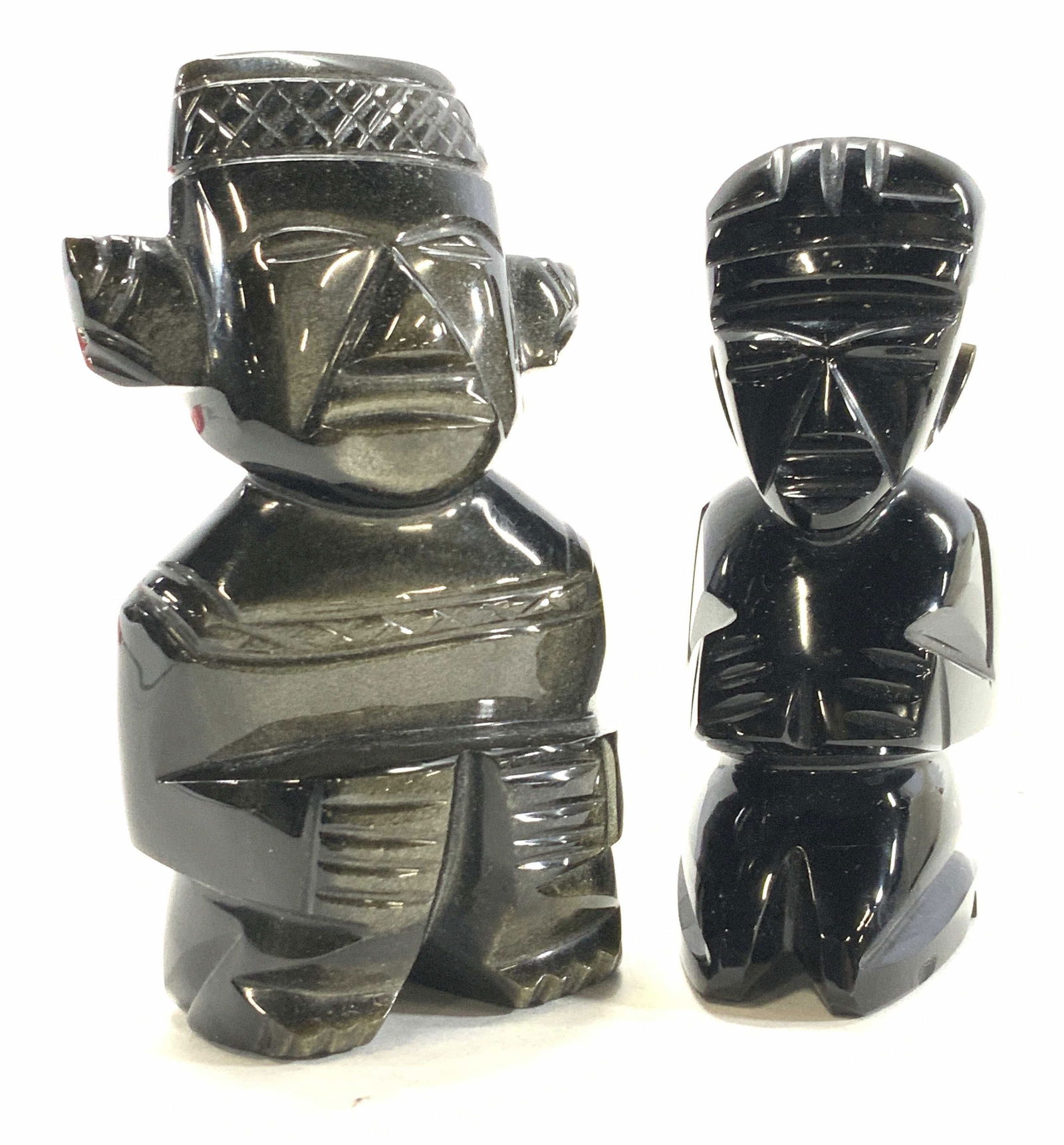 Lot 2 Carved Obsidian Aztec Statuettes, Mexico (1 of 7)
