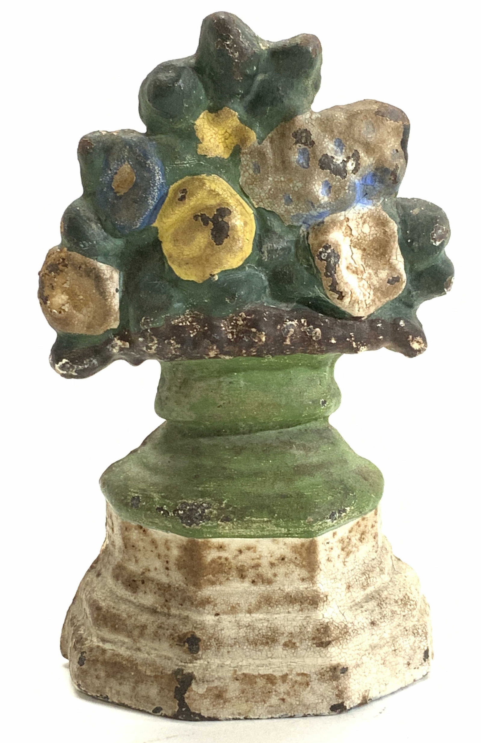 Antique Hand Painted Cast Iron Flower Door Stop (1 of 6)