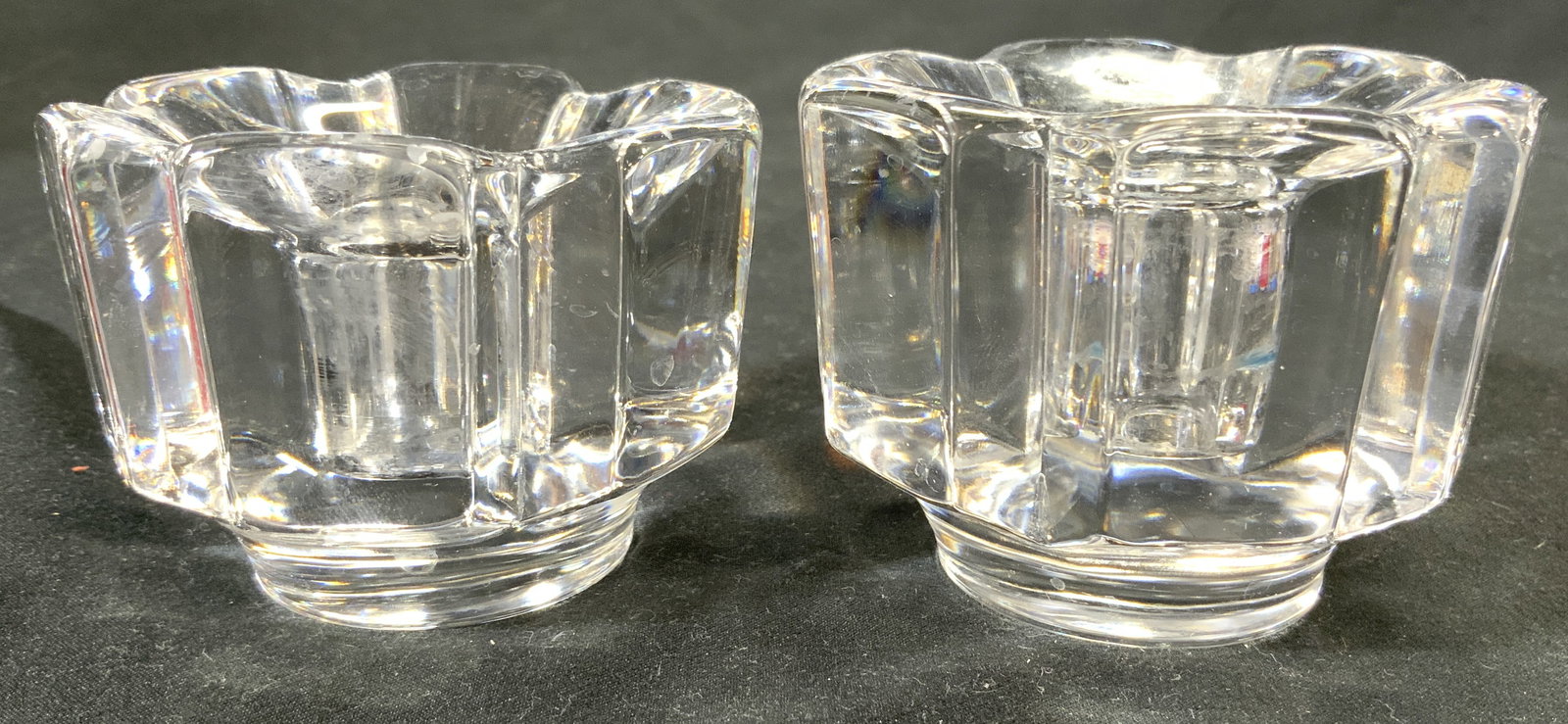 Pair Art Glass Crystal Candle Holders (1 of 6)
