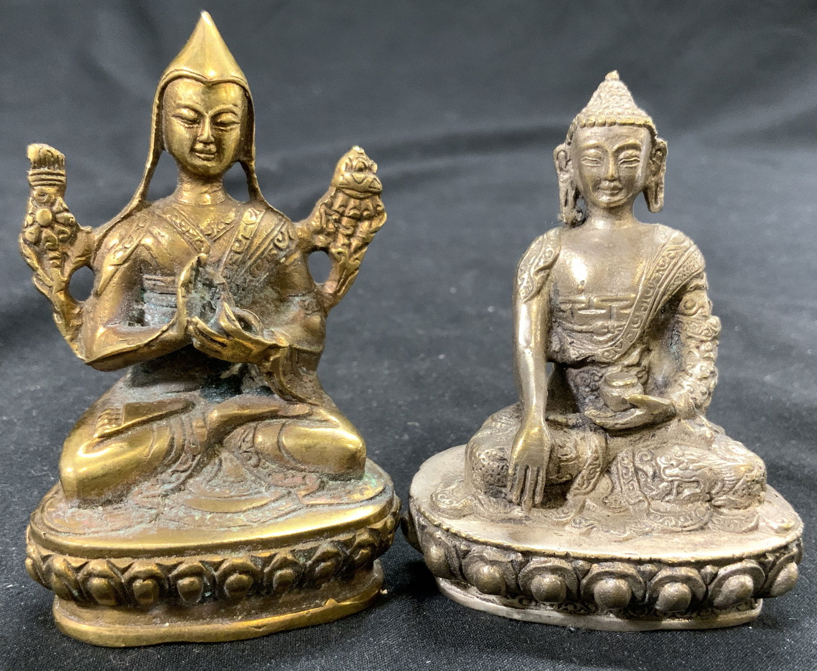 Lot 2 Brass & Silvered Brass Buddha Figures (1 of 6)