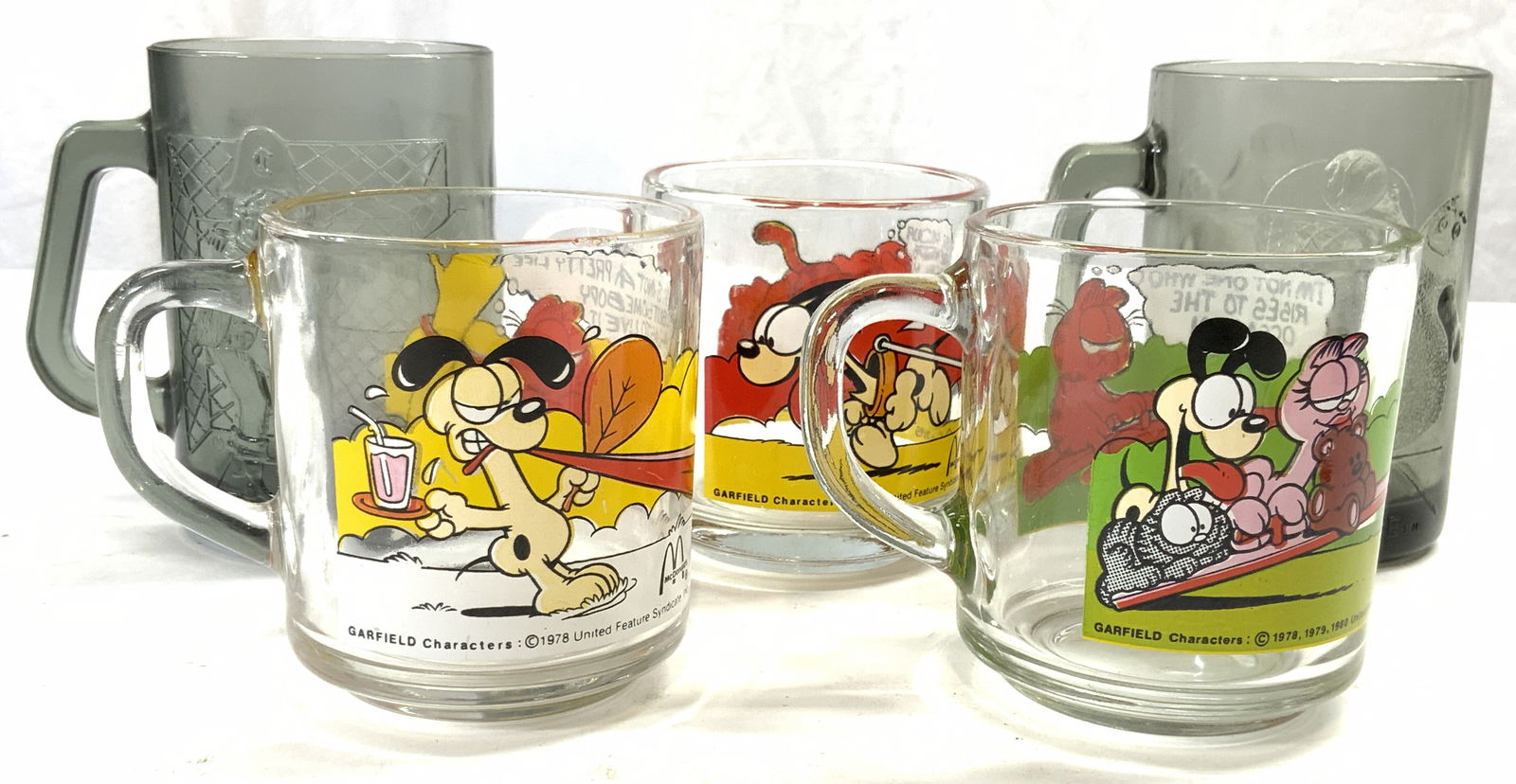 Lot 5 Vntg Glass Garfield & McDonalds Mugs (1 of 6)
