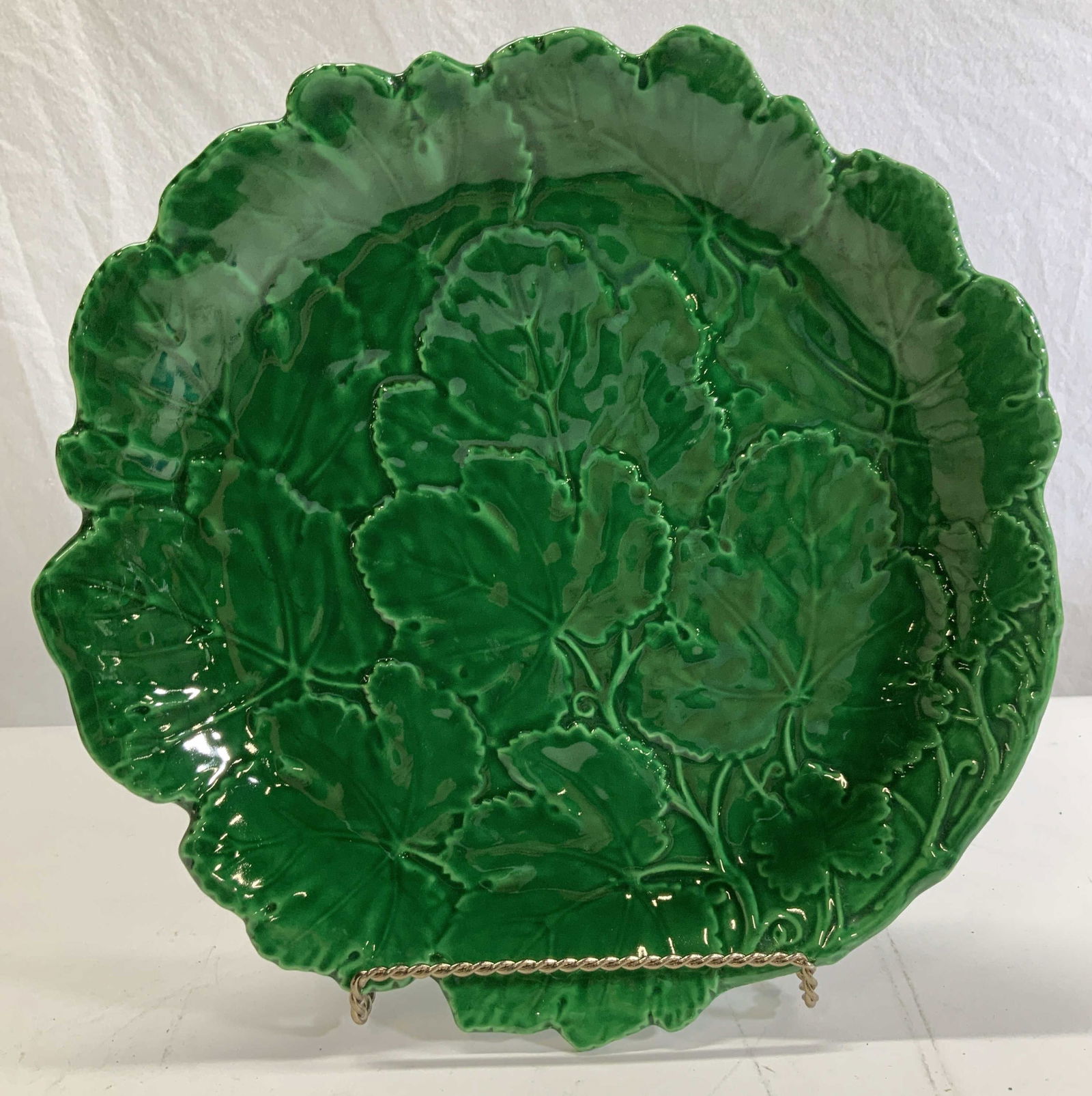 Glazed Ceramic Leaf Majolica Centerpiece, Italy (1 of 7)