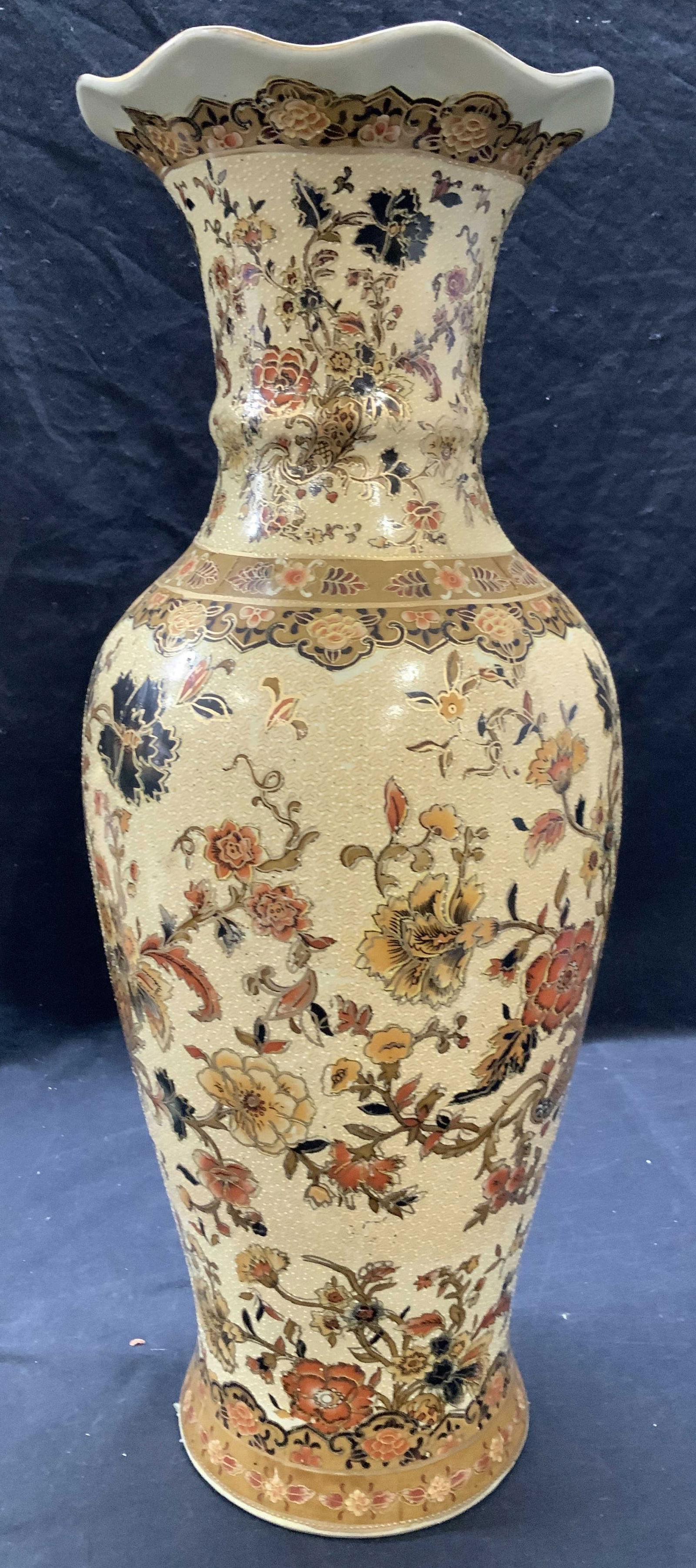 Satsuma Tall Asian Porcelain Vase w Hallmark (1 of 8)