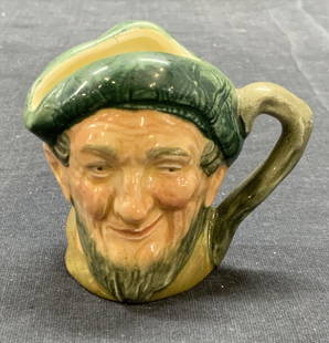 Vtg ROYAL DOULTON Ceramic Toby Creamer England: Vintage Royal DOULTON figural Auld Mac ceramic Toby character creamer. Trademarked to underside. Made in England. Measures approx. 2.75 x 2 x 2.25 inches. Surface wear consistent with exposure. Royal