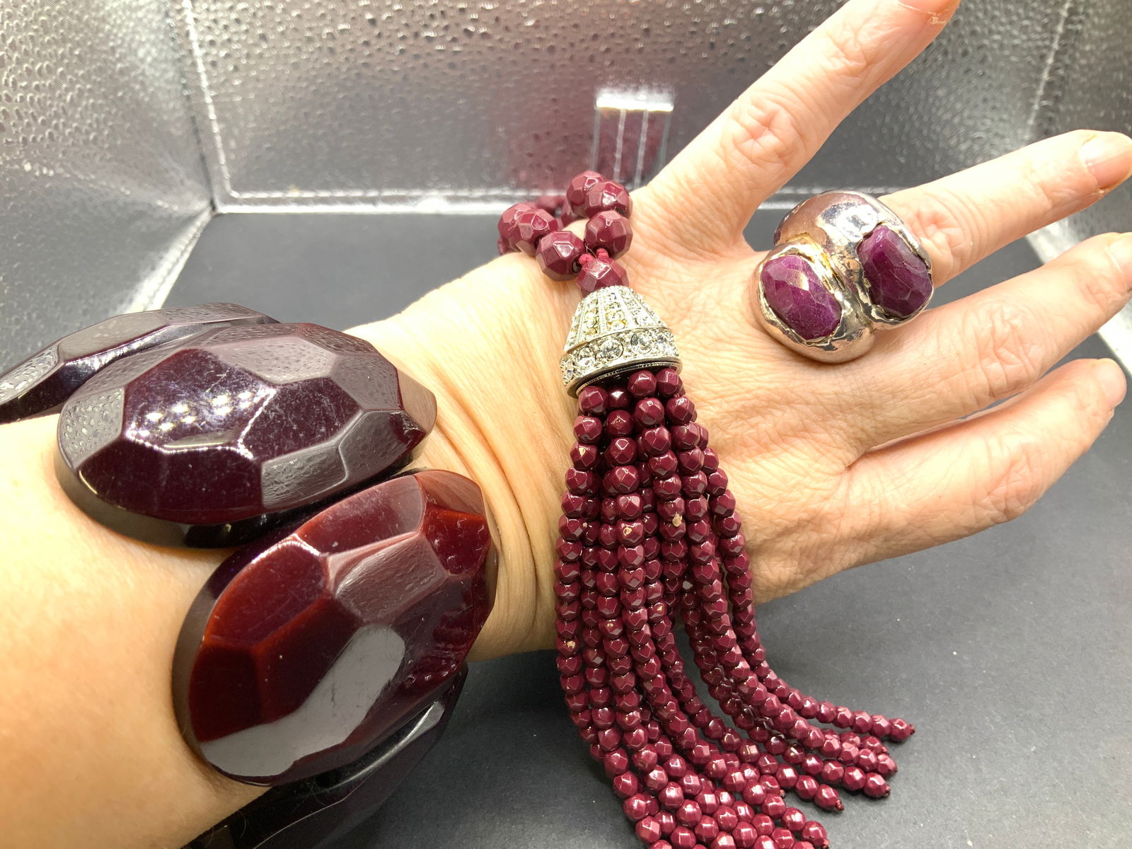 3pcs Signed Sterling Silver Ruby Ring, More (1 of 7)