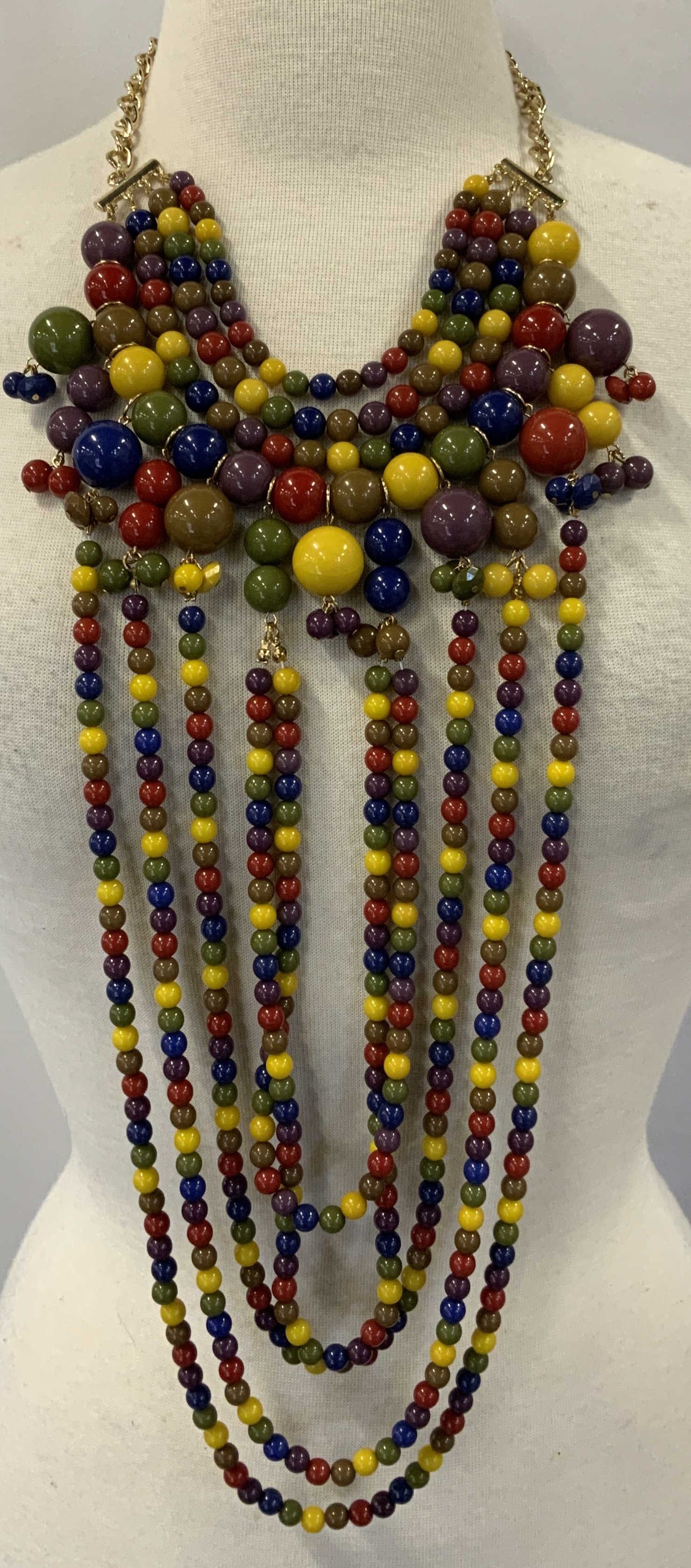 Signed Multi Strand Chunky Beaded Necklace (1 of 8)
