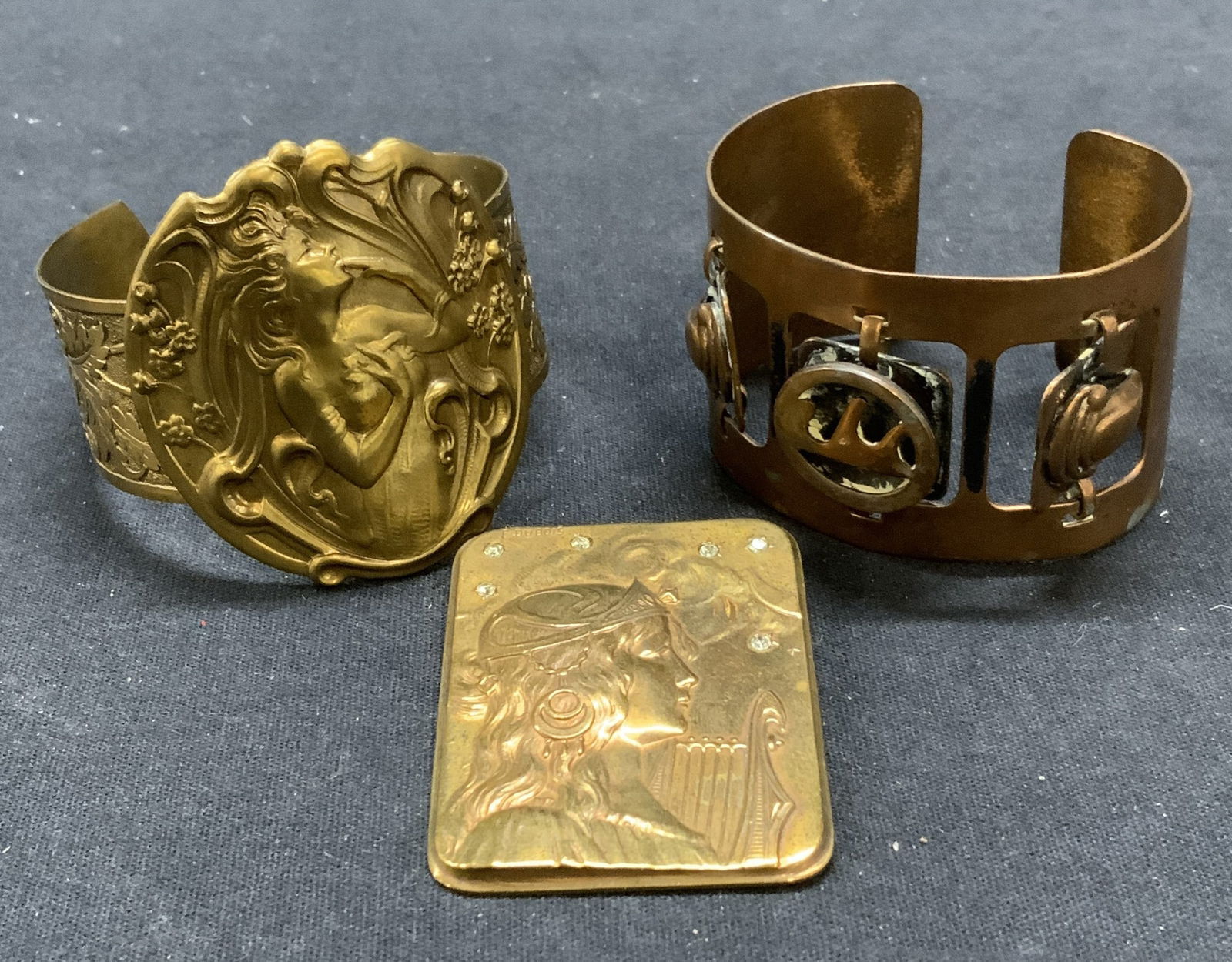 Lot 3 Art Nouveau Style Cuff & Brooch, More (1 of 10)