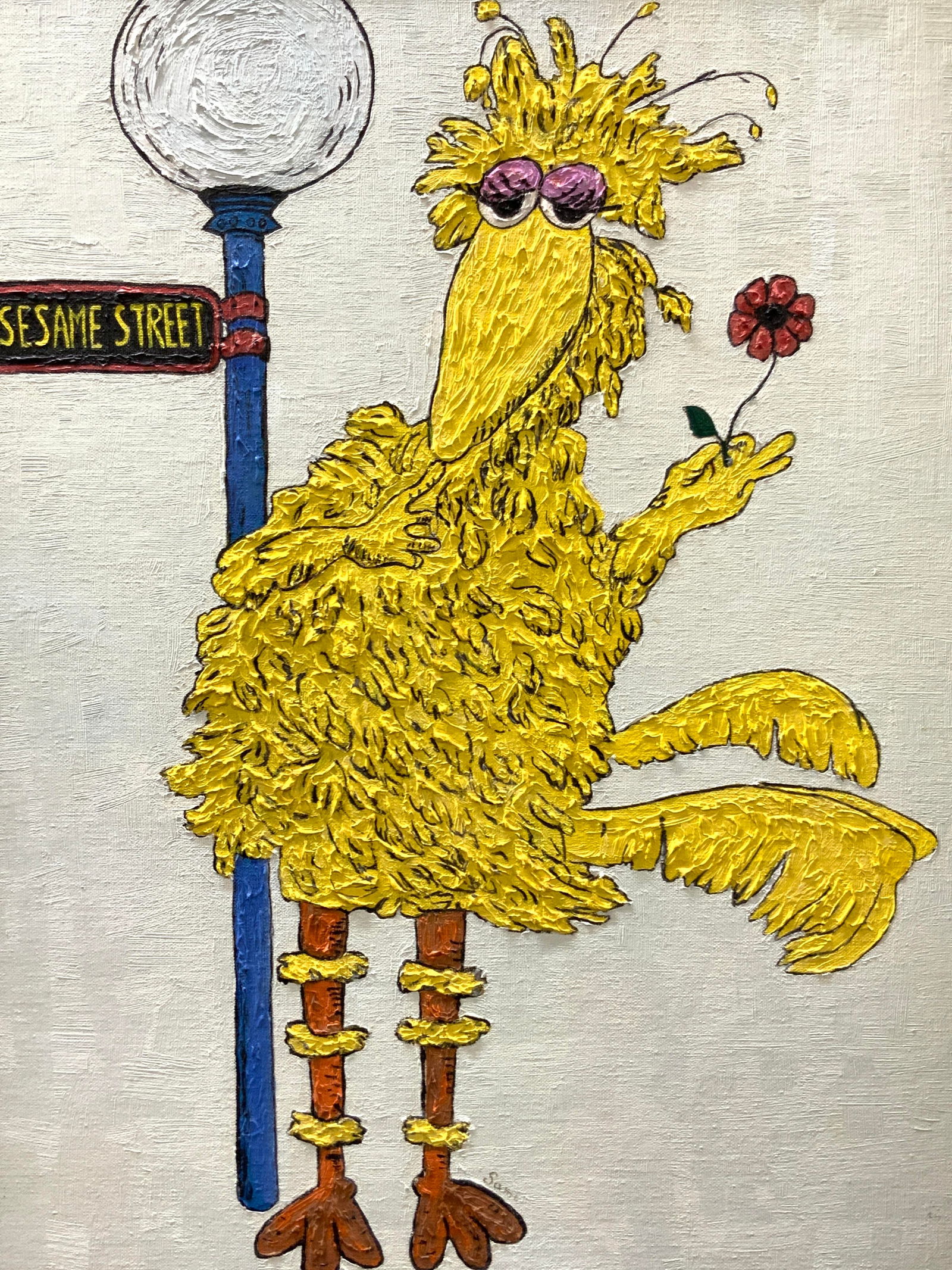 Signed & Framed Sesame Big Bird Acrylic Painting (1 of 10)