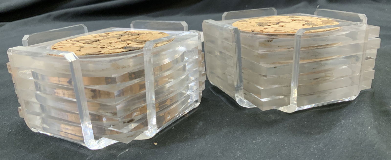 2 sets of 6 Acrylic & Cork Beverage Coasters (1 of 6)