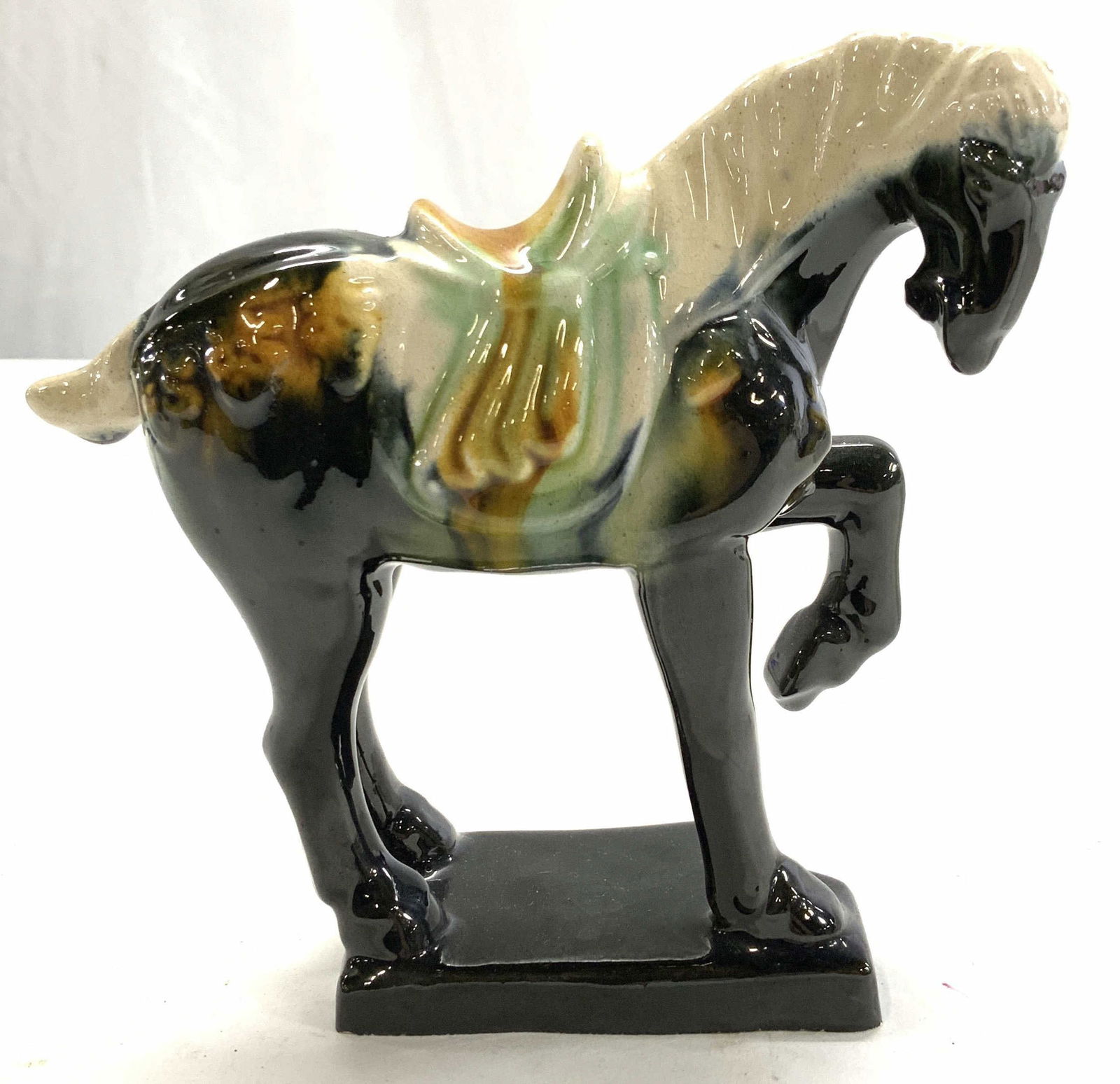 Asian Porcelain Horse Statue, Hallmarked (1 of 6)