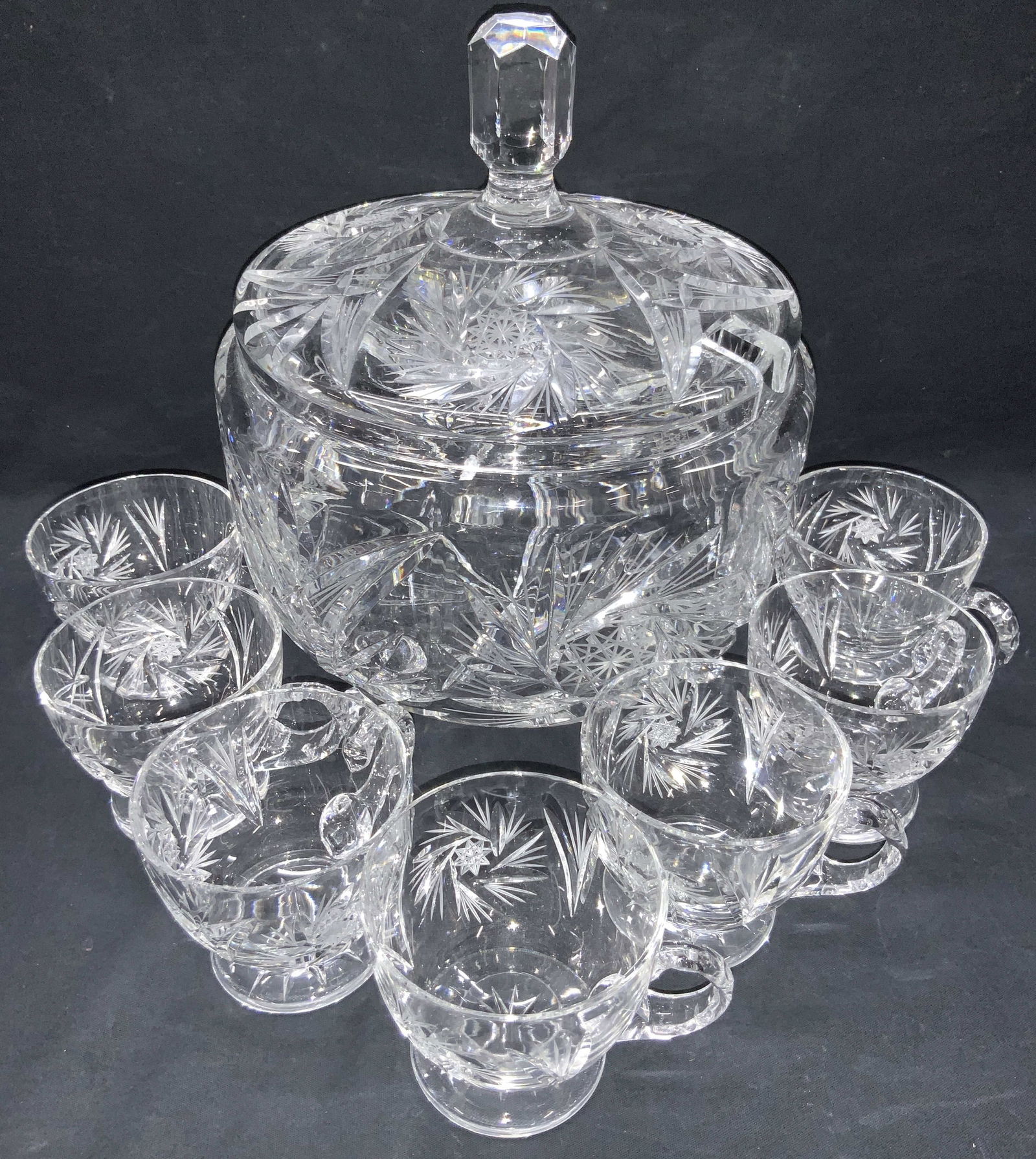 Set 8 Cut Crystal Punch Set (1 of 9)