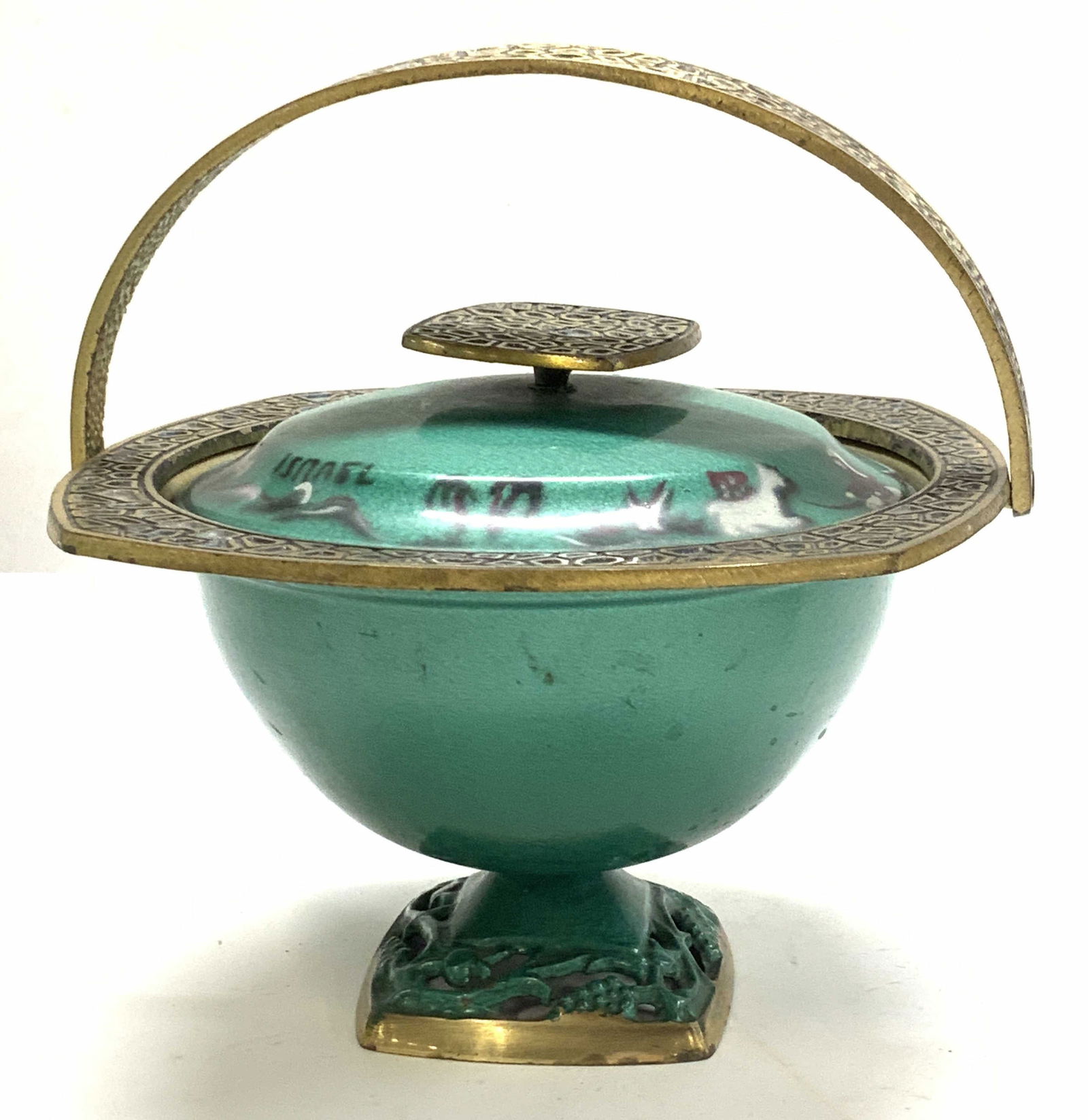 Enamel & Brass Covered Bowl, Israel (1 of 8)