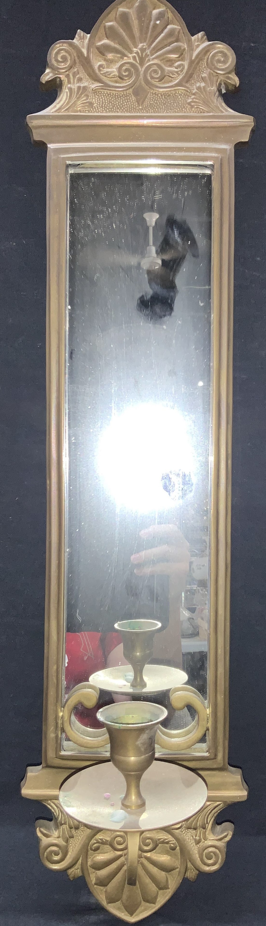 Solid Brass Candle Holder & Wall Mirror Panel (1 of 9)