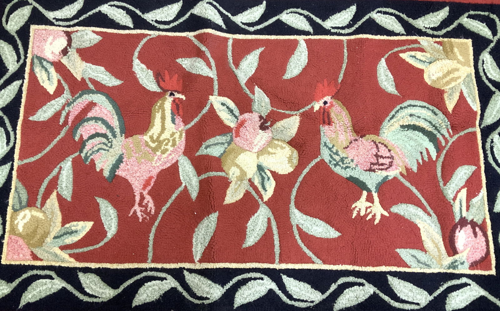 Country Rooster Hand Hooked Rug Carpet (1 of 7)