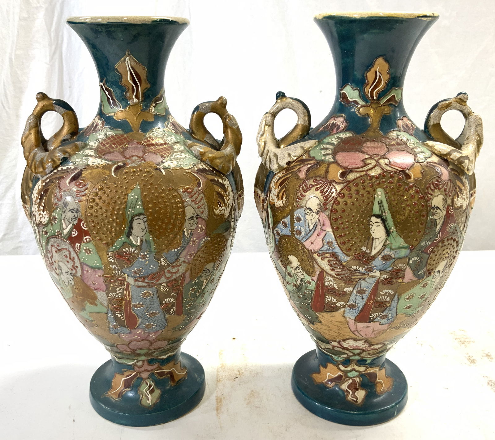 Pair Vintage Hand Painted Ceramic Vases (1 of 7)