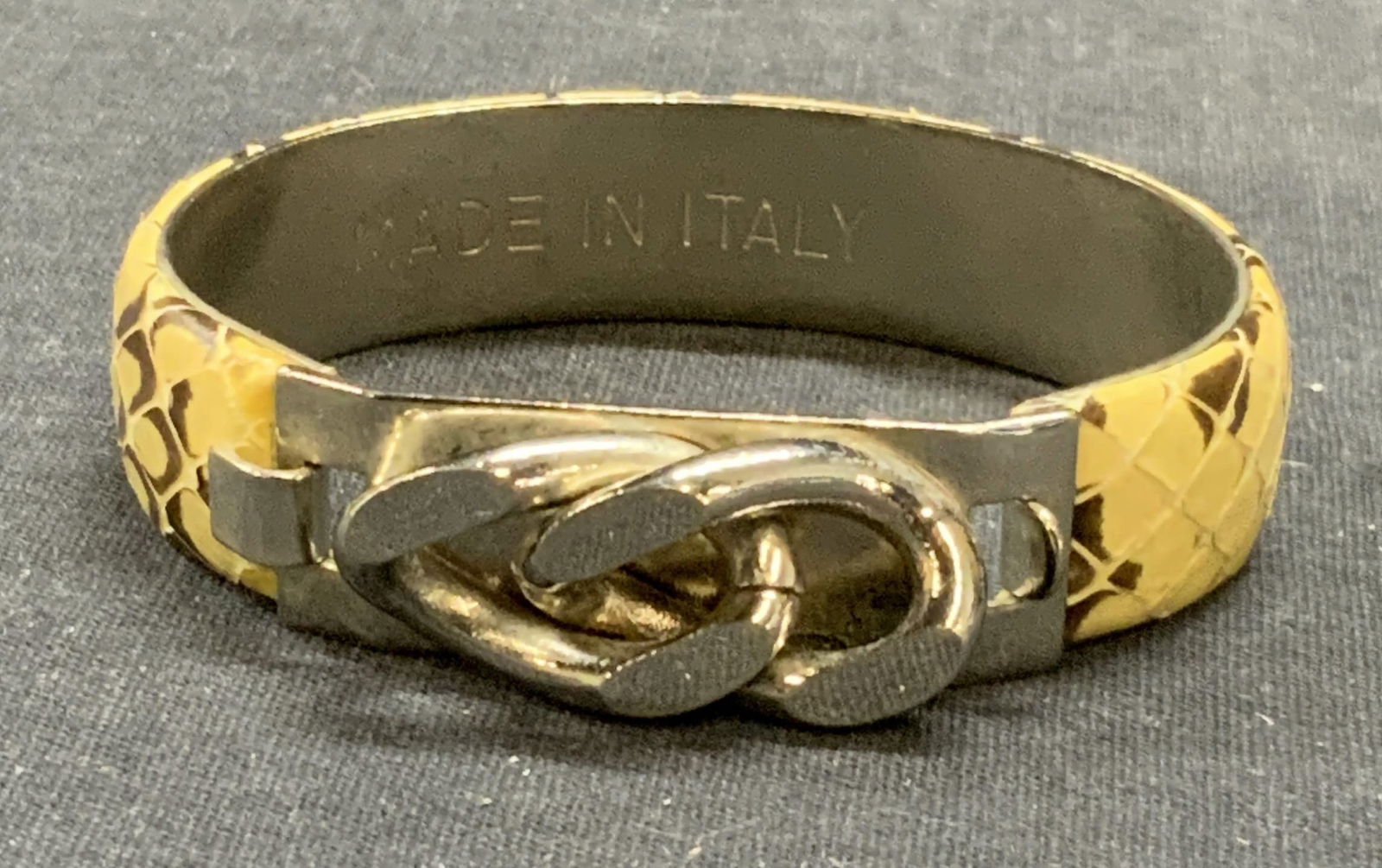 Snakeskin Silver Tone Chain Cuff Bracelet, Italy (1 of 7)