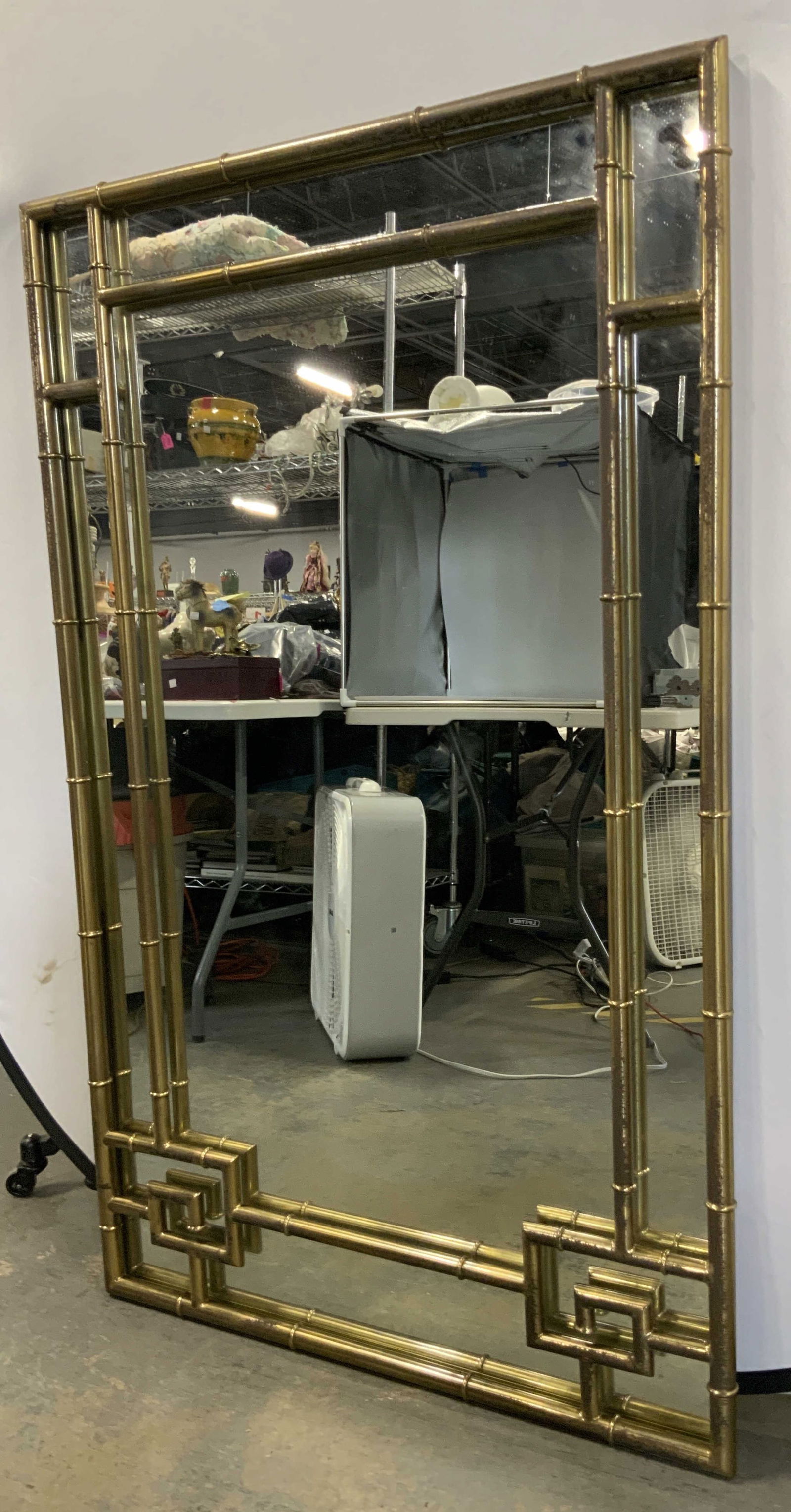 Vintage Metal Bamboo Style Rectangular Mirror (1 of 12)